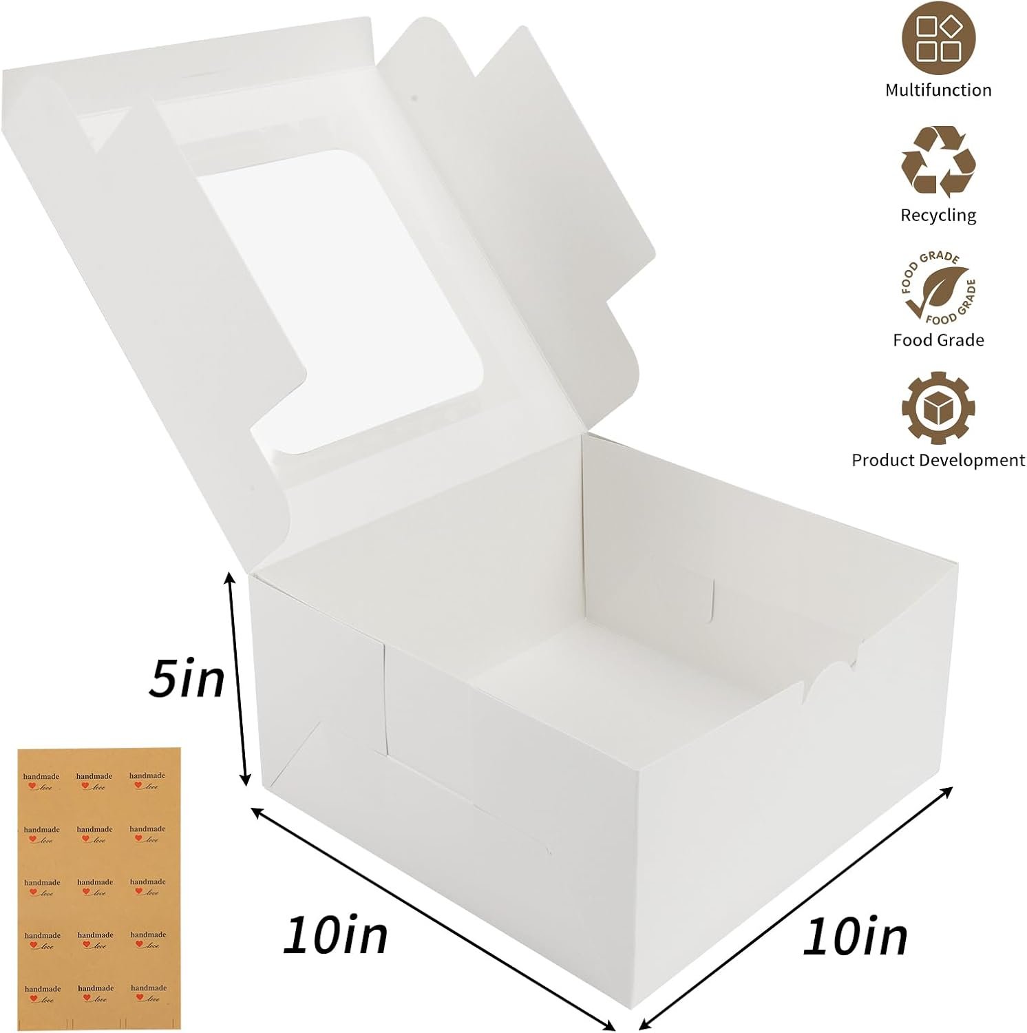 Saját Márkás 24 db 10x10x5 hüvelykes fehér négyzet alakú ablakos tortadobozok Egyedi Logóval Gyártótól tortához süteményekhez csokoládéhoz kekszhez születésnapra esküvőre Saját Márkás 24 db 10x10x5 hüvelykes fehér négyzet alakú ablakos tortadobozok Egyedi Logóval Gyártótól tortához süteményekhez csokoládéhoz kekszhez születésnapra esküvőre