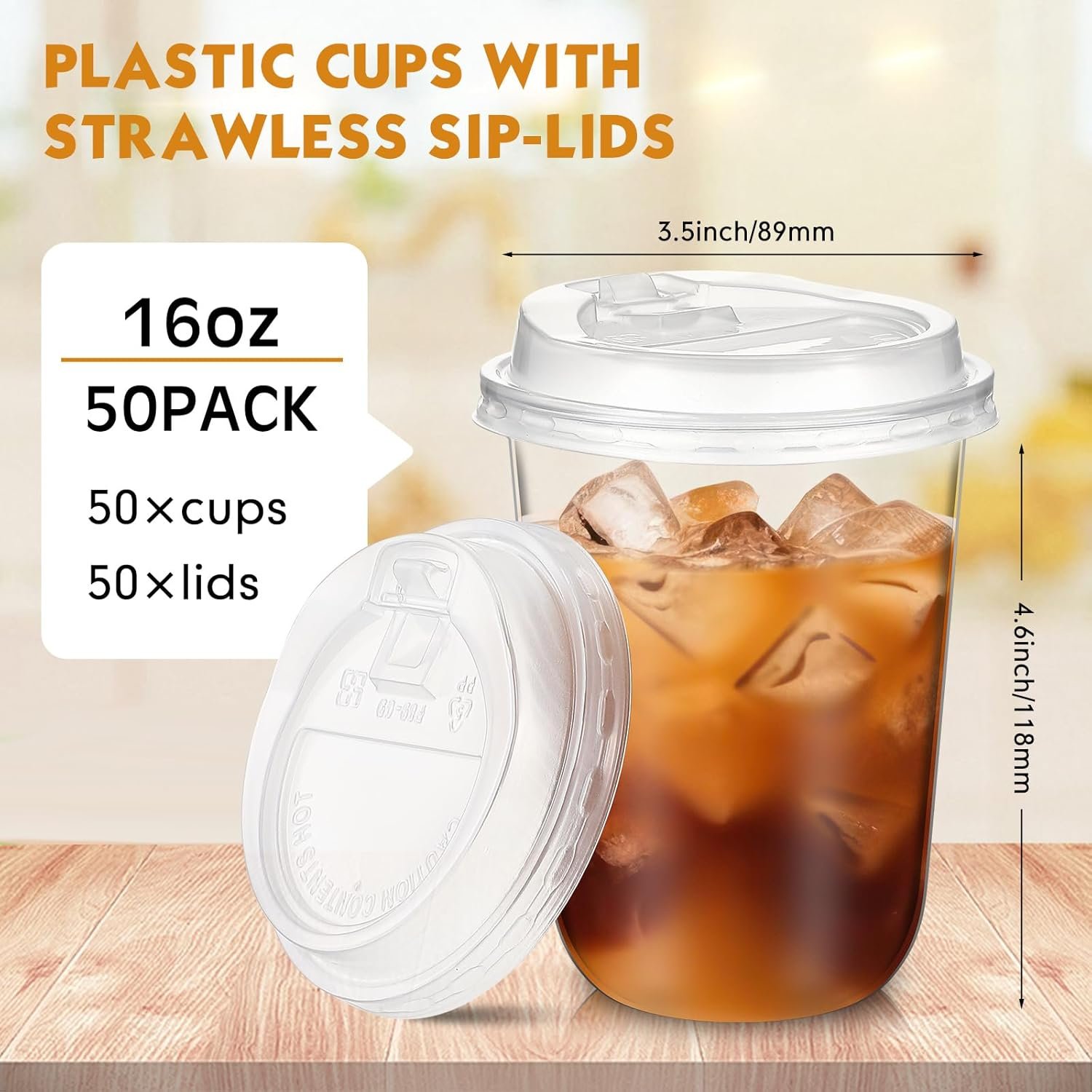 Gyártó 50 szett 16 oz átlátszó műanyag poharak fedéllel Egyedi Logós tartós jeges kávé smoothie poharak egyszer használatos hideg italokhoz Saját Márkás