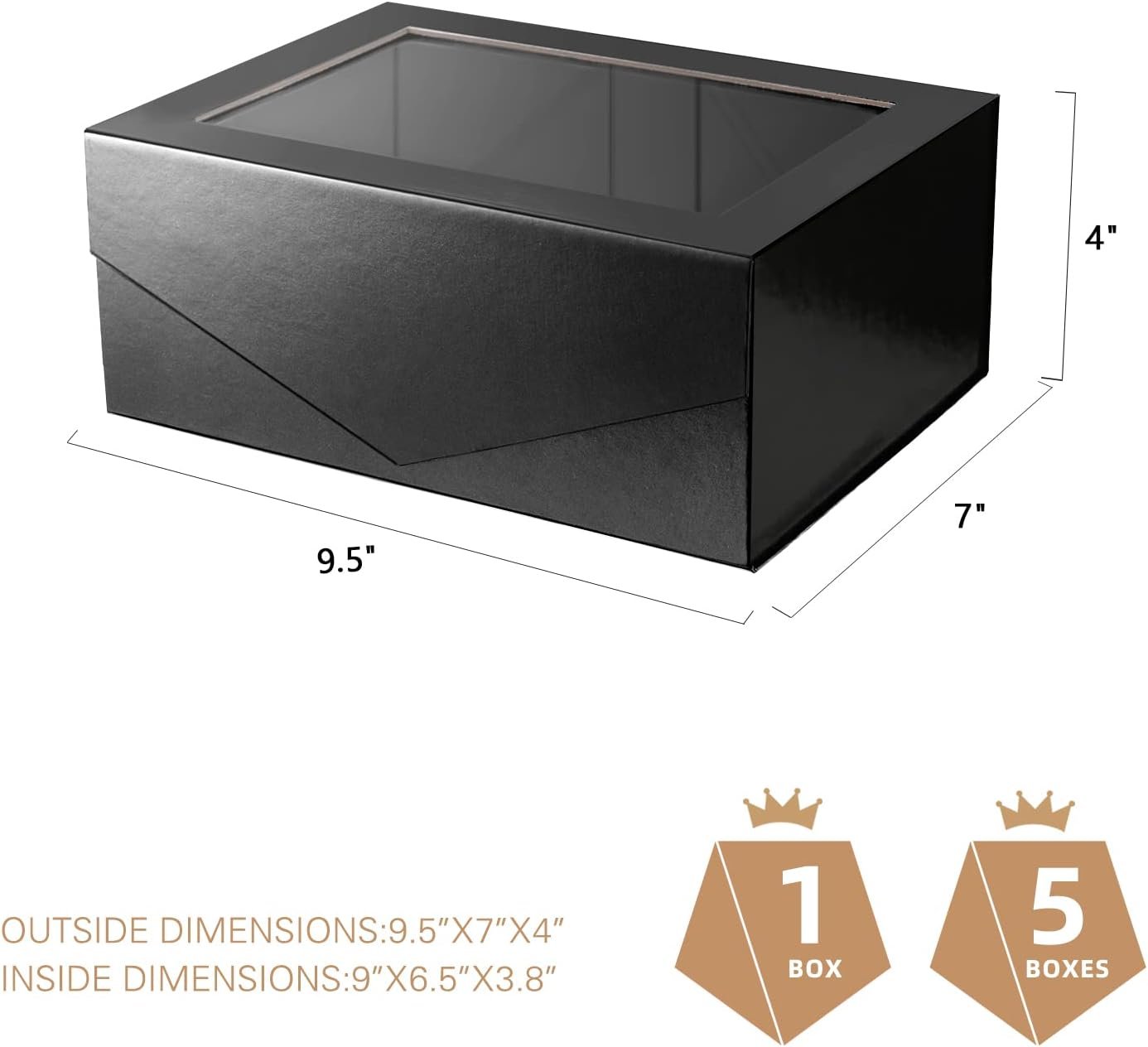 Saját Márkás Fekete Átlátszó Ablakos Ajándékdobozok Egyedi Logóval 5 db 23x16,5x9,7 cm Mágneses Tetős Fényes Fekete Vőfély Felkérő Szalagos Kártyás Dobozok Beszállítótól