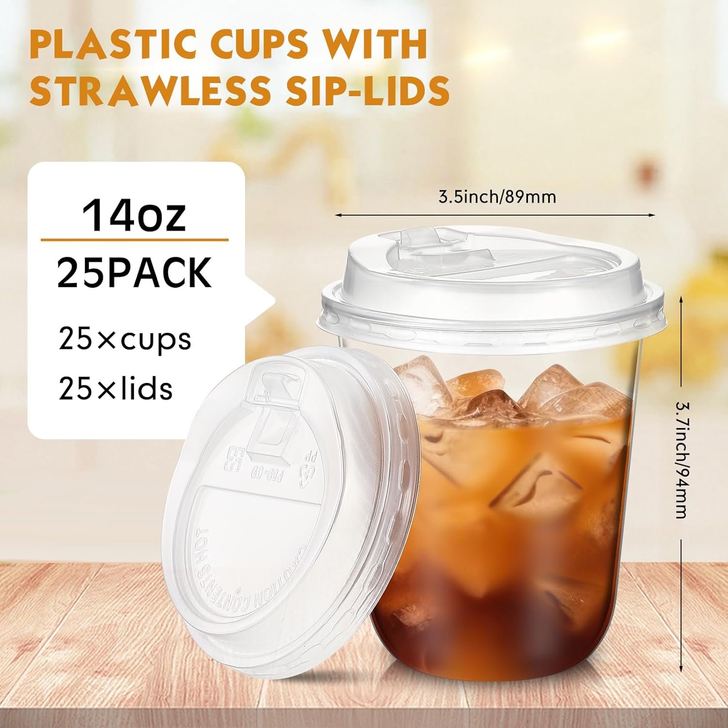Saját márkás 25 szett 14 oz átlátszó műanyag poharak fedéllel egyedi logóval strapabíró jeges kávé smoothie poharak hideg italokhoz gyártótól