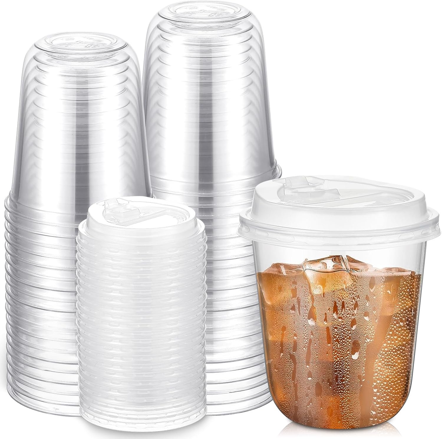 Saját márkás 25 szett 14 oz átlátszó műanyag poharak fedéllel egyedi logóval strapabíró jeges kávé smoothie poharak hideg italokhoz gyártótól