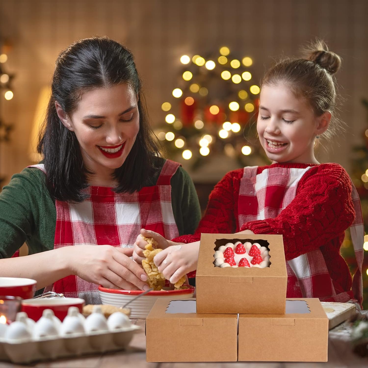 Saját márkás barna ablakos 80 db 6x6x3 hüvelyk péksütemény keksz csokoládé epre makaron cupcake fánk dobozok egyedi logóval gyártótól