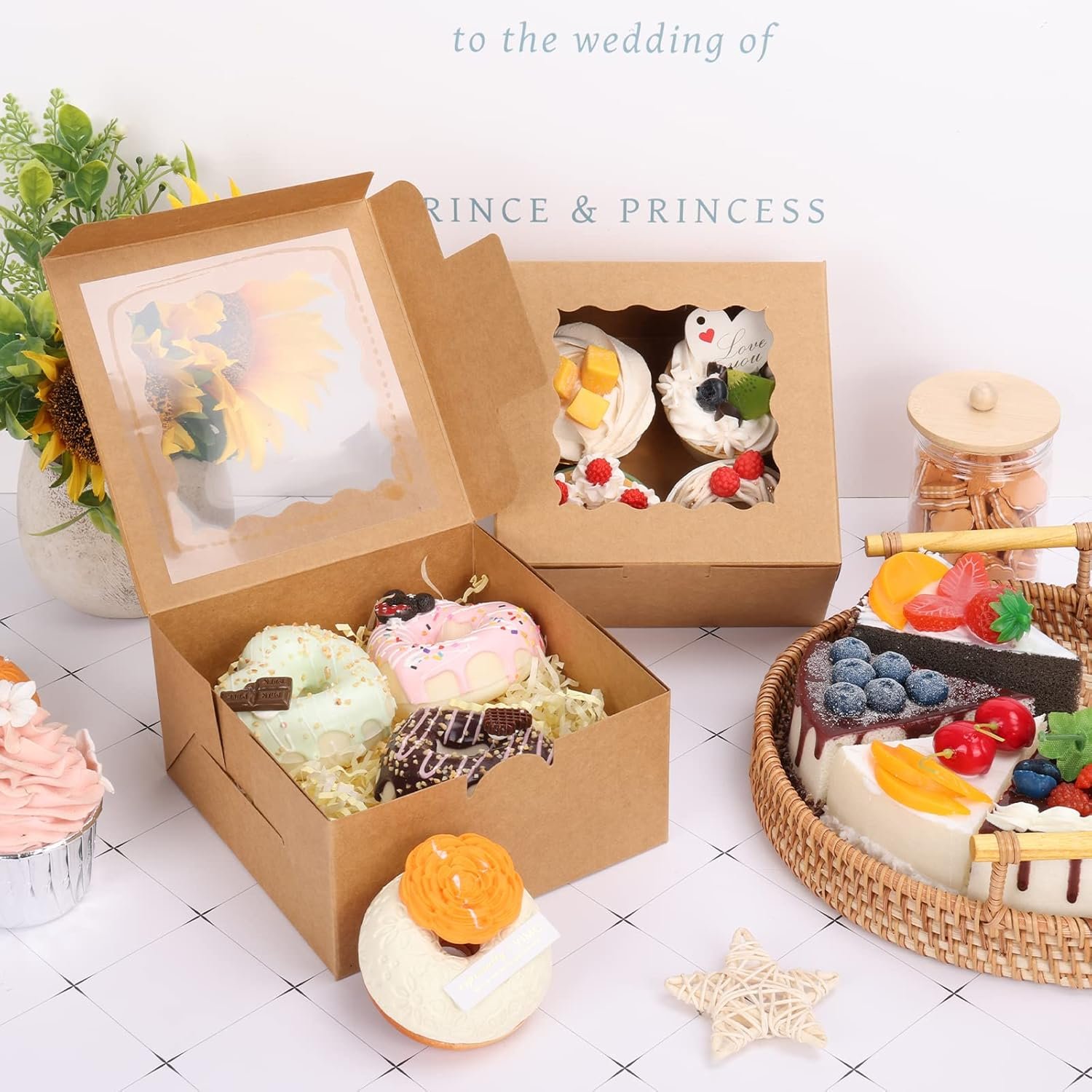 Saját márkás barna ablakos 80 db 6x6x3 hüvelyk péksütemény keksz csokoládé epre makaron cupcake fánk dobozok egyedi logóval gyártótól