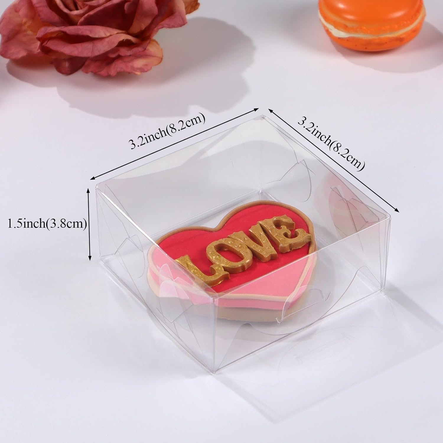 Saját Márkás Átlátszó Kekszdobozok 3.3x3.3x1.5inch 50 db Ékszer Kézműves Oreo Szappan Macaron Csokoládé Fánk Brownie Esküvői Ajándékok Csomagolásához Egyedi Logóval Gyártótól