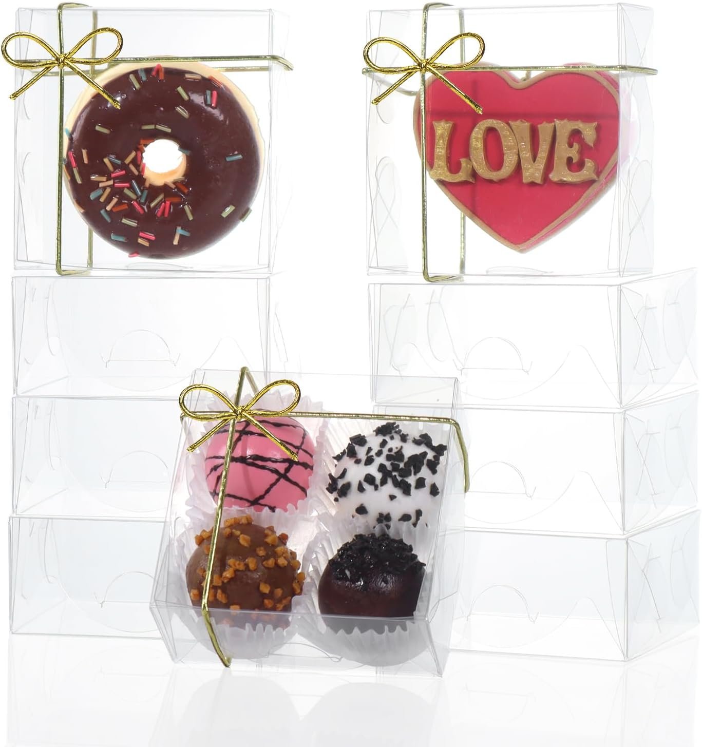 Saját Márkás Átlátszó Kekszdobozok 3.3x3.3x1.5inch 50 db Ékszer Kézműves Oreo Szappan Macaron Csokoládé Fánk Brownie Esküvői Ajándékok Csomagolásához Egyedi Logóval Gyártótól