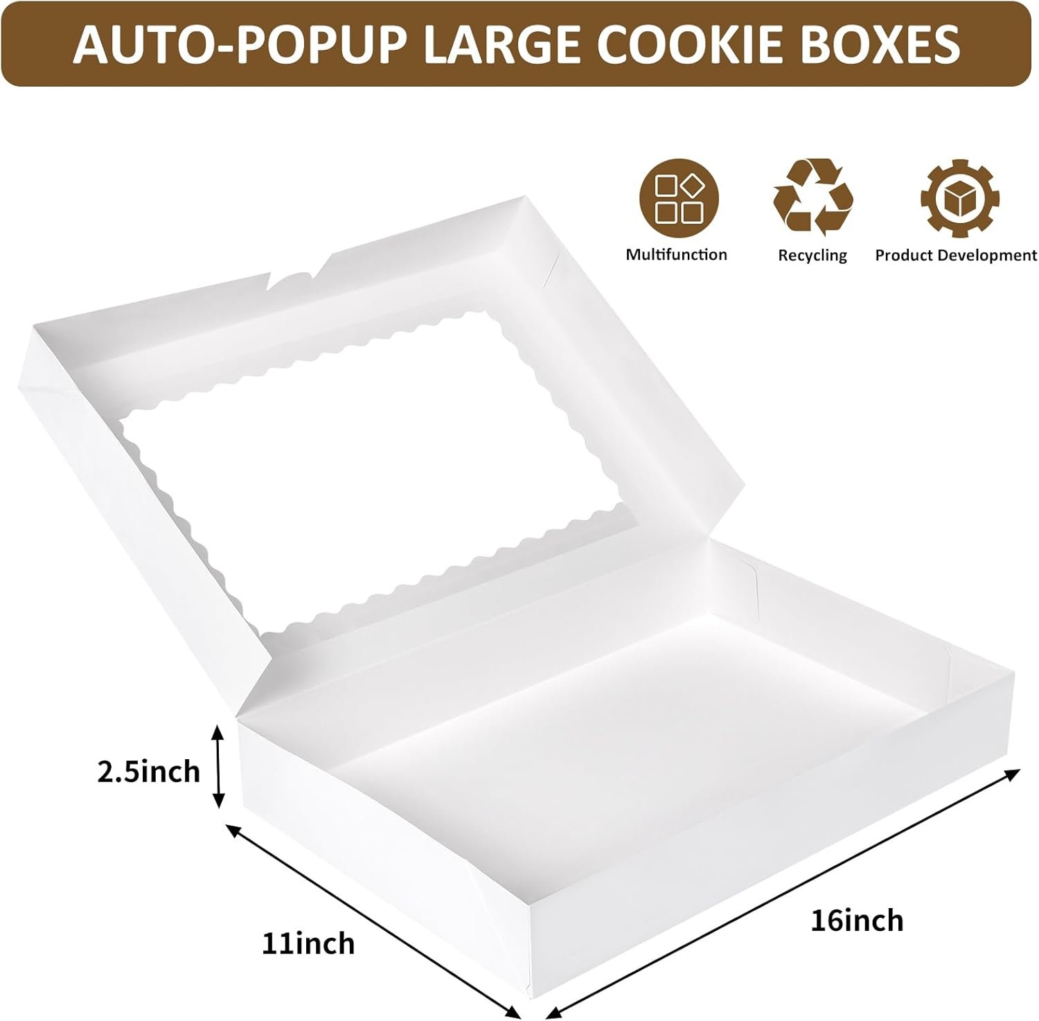 Saját Márkás Nagy Pékségi Dobozok Egyedi Logóval 40 db 41x28x6 cm Automatikus Pop-Up Ablakos Fánkokhoz Süteményekhez Pitákhoz Muffinokhoz Csokoládé Mázas Eprekhez Megbízható Gyártótól