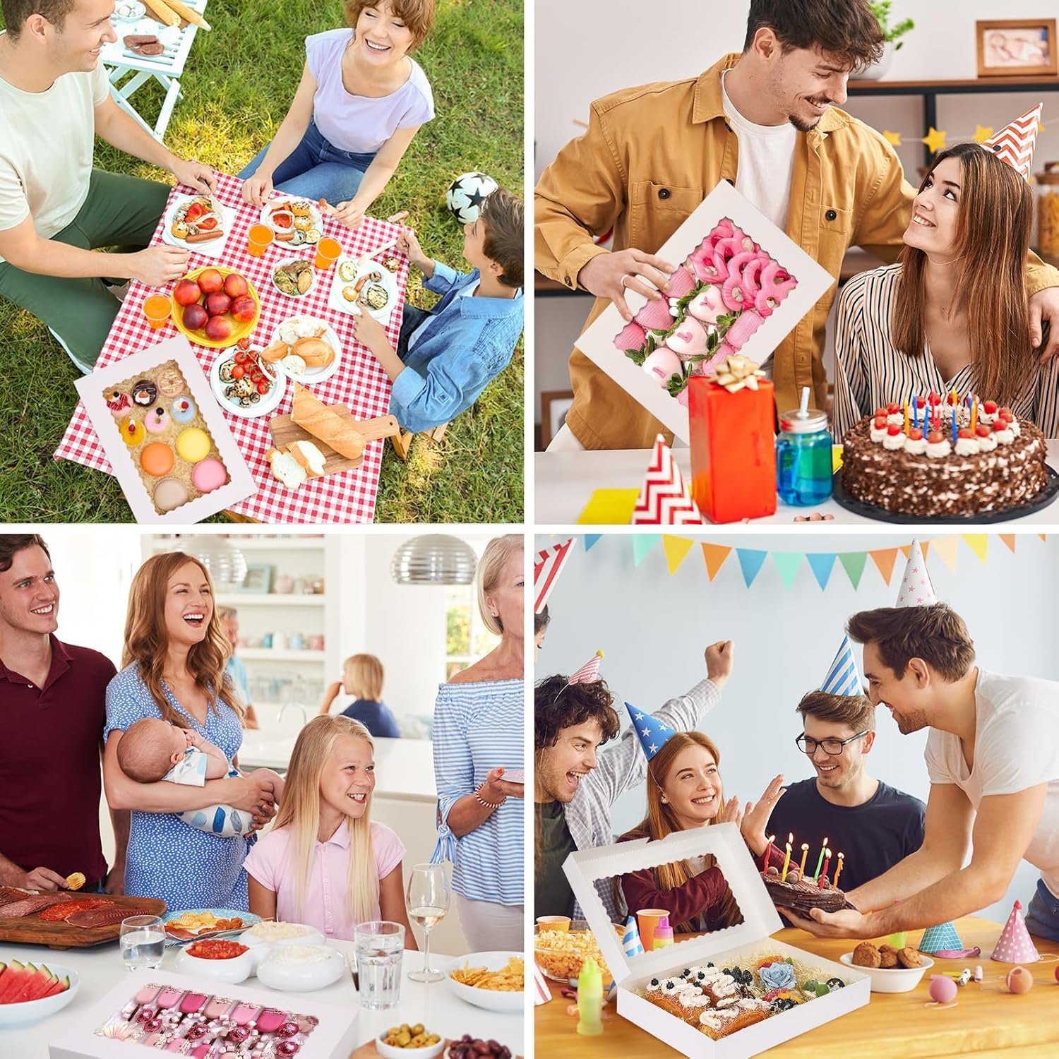 Saját Márkás Nagy Pékségi Dobozok Egyedi Logóval 40 db 41x28x6 cm Automatikus Pop-Up Ablakos Fánkokhoz Süteményekhez Pitákhoz Muffinokhoz Csokoládé Mázas Eprekhez Megbízható Gyártótól