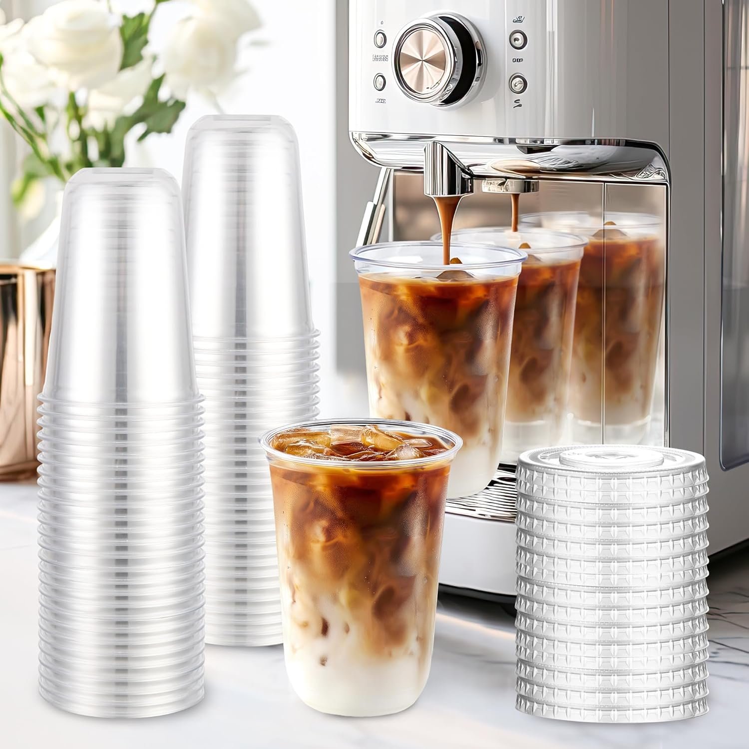 Saját Márkás 16 oz Átlátszó Műanyag Poharak Tetővel Szívószállal Egyedi Logóval Jégkávé Hideg Ital Smoothie Kávézó Elvitel Parti Karácsony 100 Szett Gyártótól