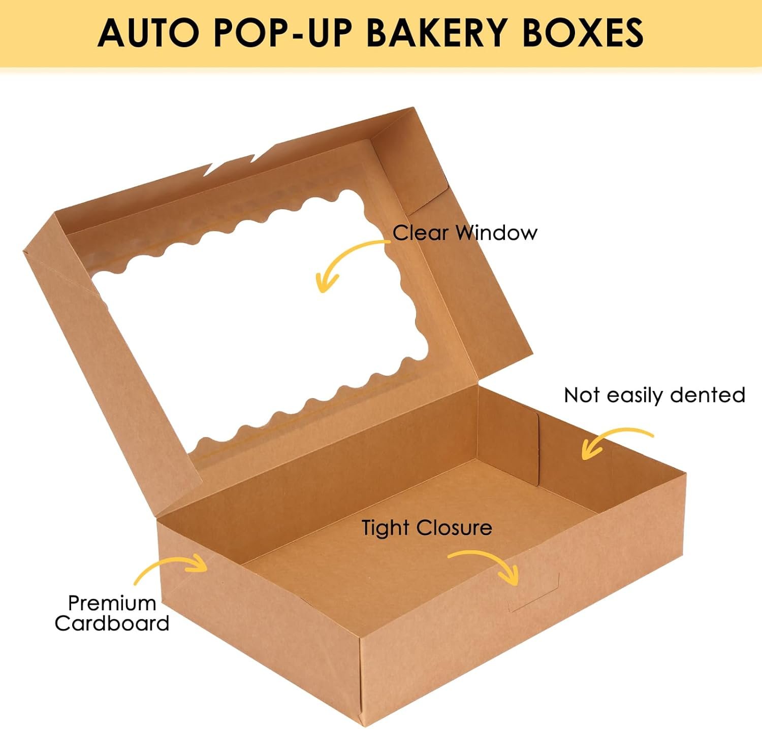 Saját Márkás 24 db 12x8x2.5 hüvelykes ablakos pop-up süteménydoboz Egyedi logóval barna muffinok és péksütemények számára a Gyártótól