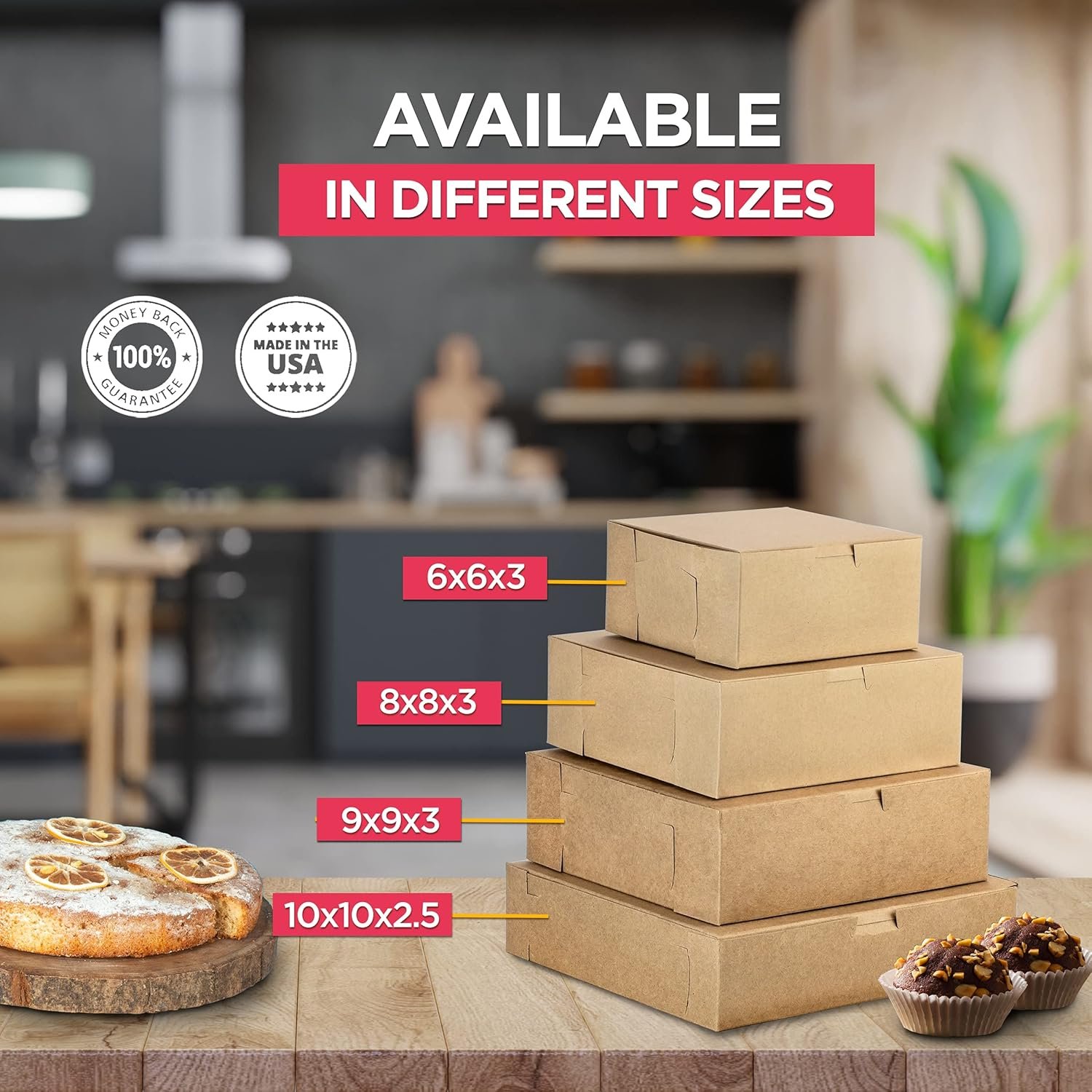 Saját Márkás 25 Db-os Barna Kraft Sütemény Dobozok 20 x 20 x 8 cm Egyedi Logóval Pite Keksz Desszert Muffin Csokoládé Fánk Makaron Dobozok Gyártótól