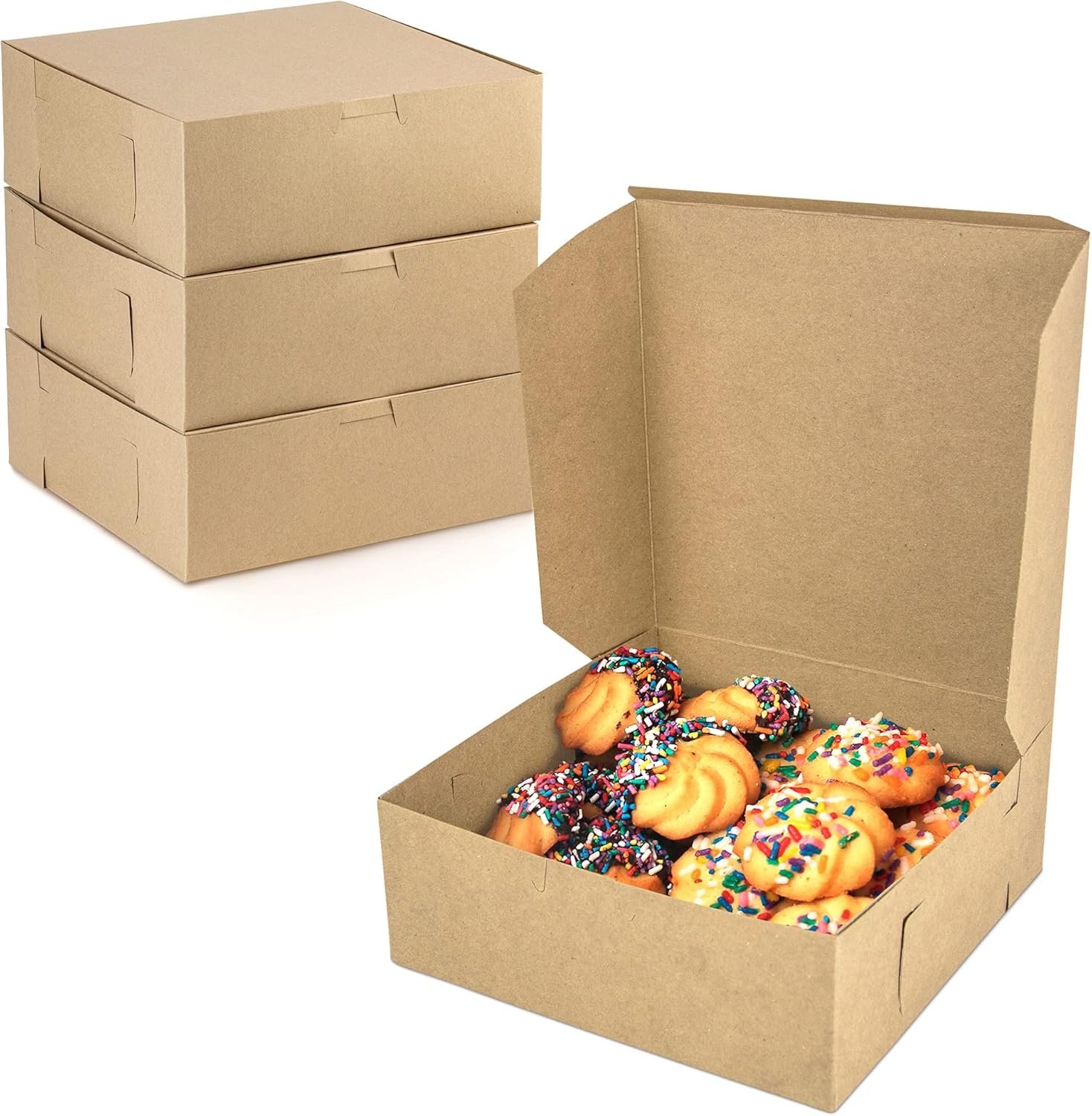 Saját Márkás 25 Db-os Barna Kraft Sütemény Dobozok 20 x 20 x 8 cm Egyedi Logóval Pite Keksz Desszert Muffin Csokoládé Fánk Makaron Dobozok Gyártótól
