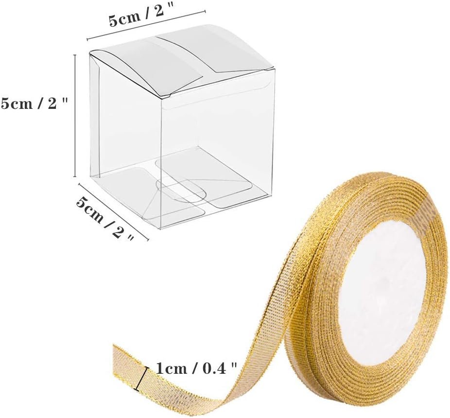 Saját Márkás 2x2x2 hüvelykes Átlátszó Favor Dobozok Ajándék Szalaggal 120 db Egyedi Logós Mini Kocka Esküvő Babaváró Születésnapi Macaron Dobozok Gyártótól