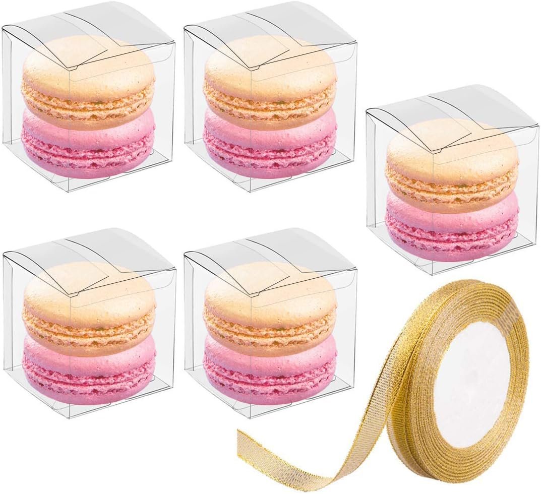 Saját Márkás 2x2x2 hüvelykes Átlátszó Favor Dobozok Ajándék Szalaggal 120 db Egyedi Logós Mini Kocka Esküvő Babaváró Születésnapi Macaron Dobozok Gyártótól