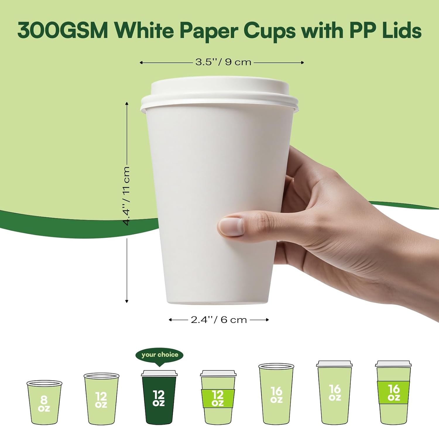 Saját Márkás 12 oz eldobható kávéspoharak fedéllel 100 db Egyedi Logóval BPA-mentes fehérítetlen vastagított szivárgásmentes fehér papír poharak irodai kávézó ellátáshoz Beszállítótól