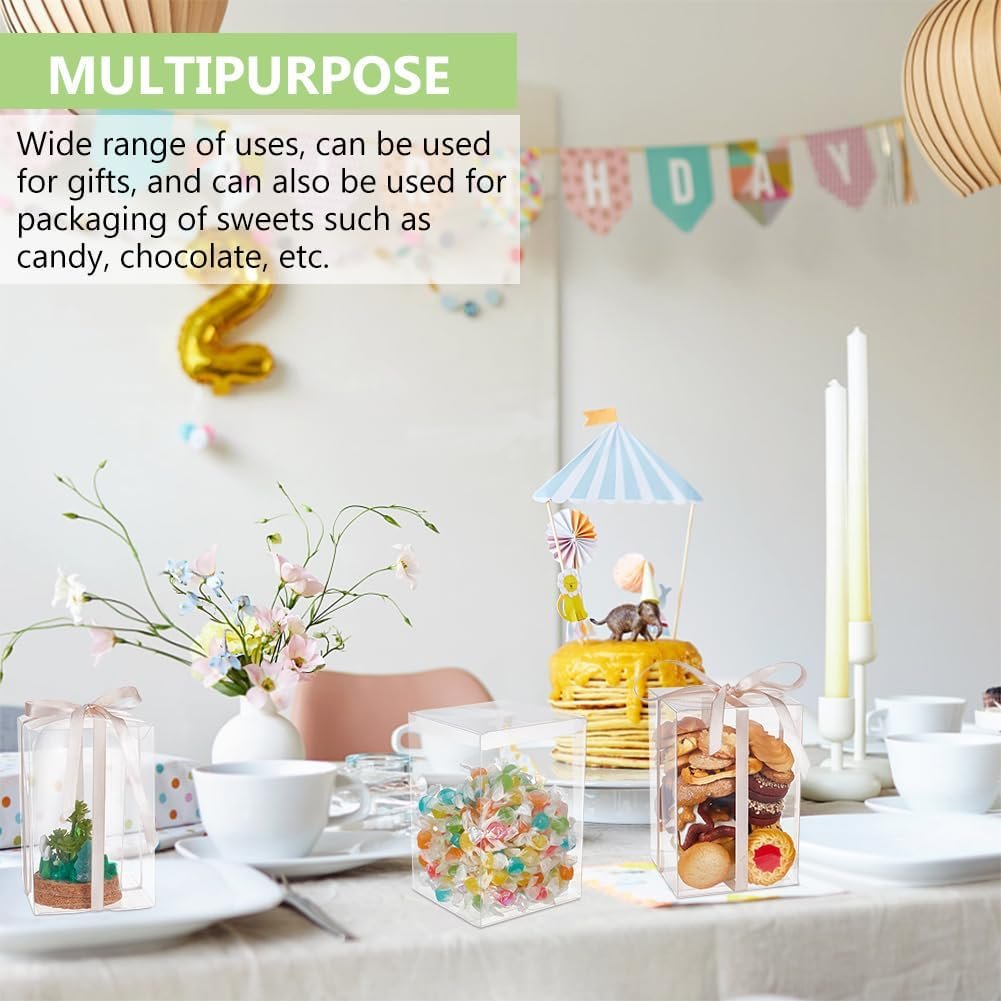 Saját Márkás 10 db 10x10x15 cm Átlátszó Müanyag Ajándék Doboz Egyedi Logóval Cukorkához Csokoládéhoz Desszertekhez Babaváró Parti Valentin Ünnepi Csomagoláshoz Gyártótól