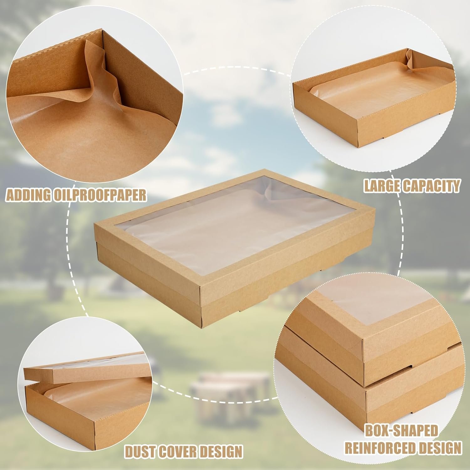 Egyedi Logós Saját Márkás 10 Db Nagy Ablakos Pékségi Dobozok 56x25x8 cm Barna Karton Keksz Pite Ajándékdoboz Tortához Muffinokhoz Desszertekhez Beszállítótól (XL)