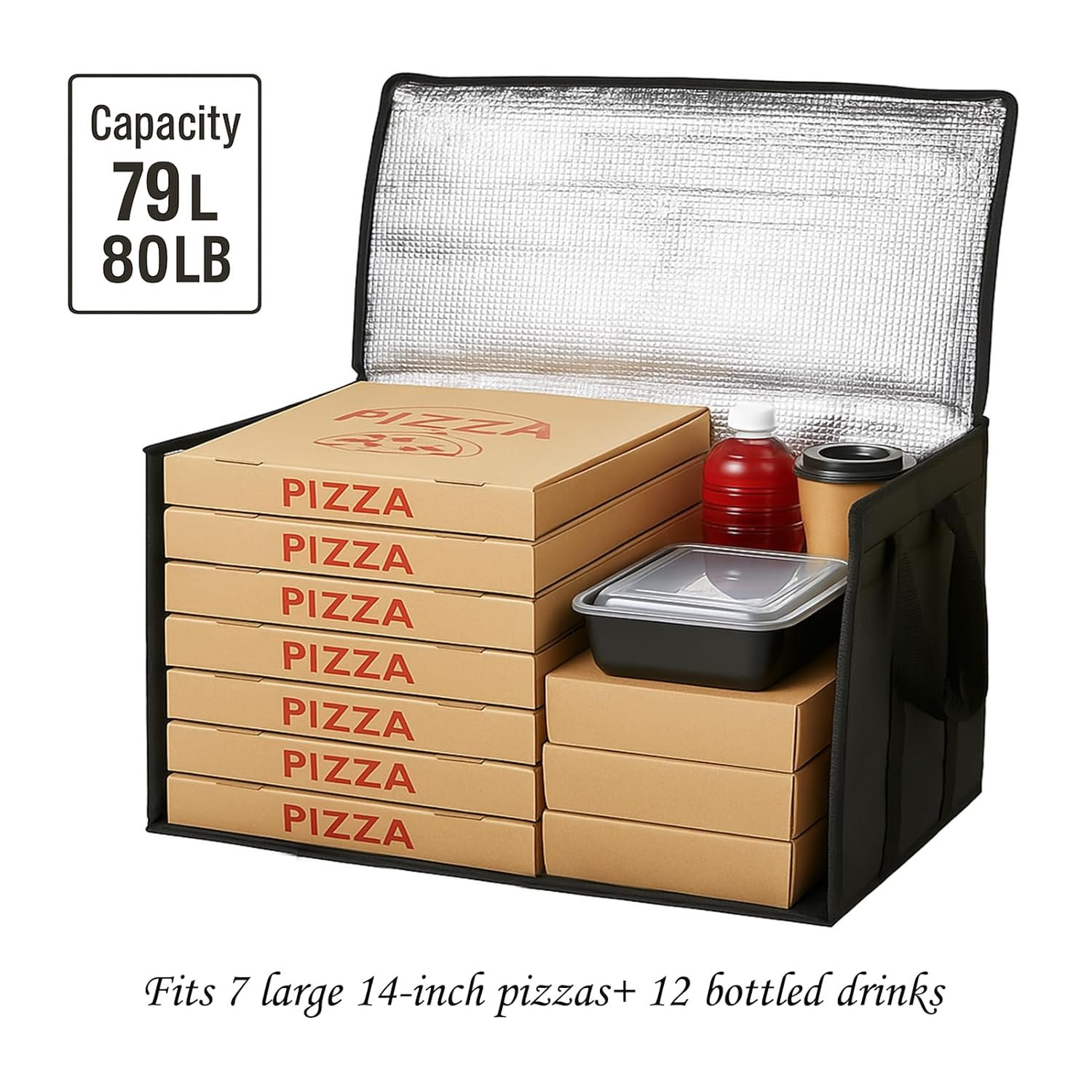 Saját Márkás 3 db-os XXXL Szigetelt Pizza Hűtőtáska Egyedi Logóval Futárszolgáltatáshoz Hőszigetelt Meleg/Hideg Hungarocelles Ételhordó Catering/Bevásárlás/Utazás/Autó Gyártótól