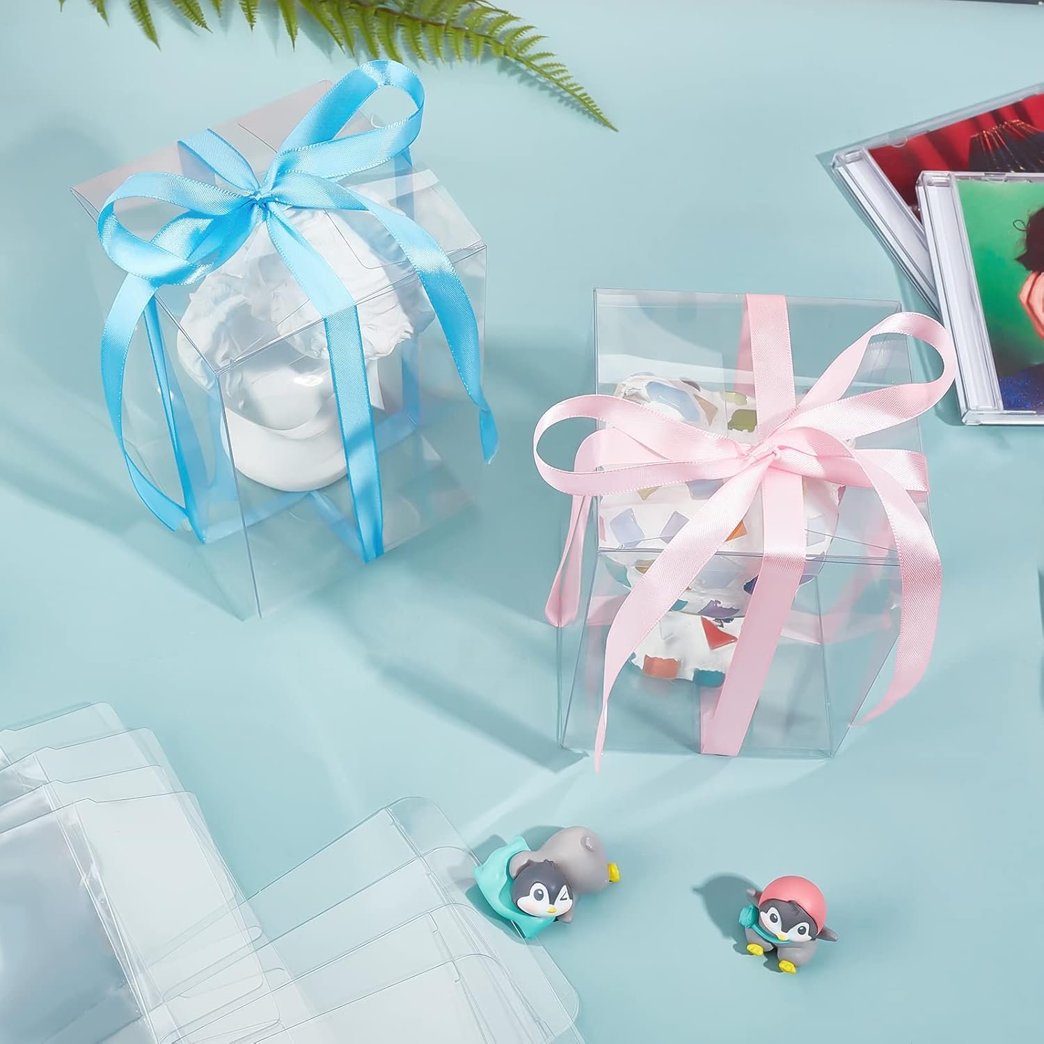 Egyedi Logó 15 db átlátszó téglalap alakú PVC favor ajándékdoboz 9,9x9,9x14 cm Saját Márkás esküvői parti cukorka cupcake anyák napja fesztivál csomagolás Gyártó