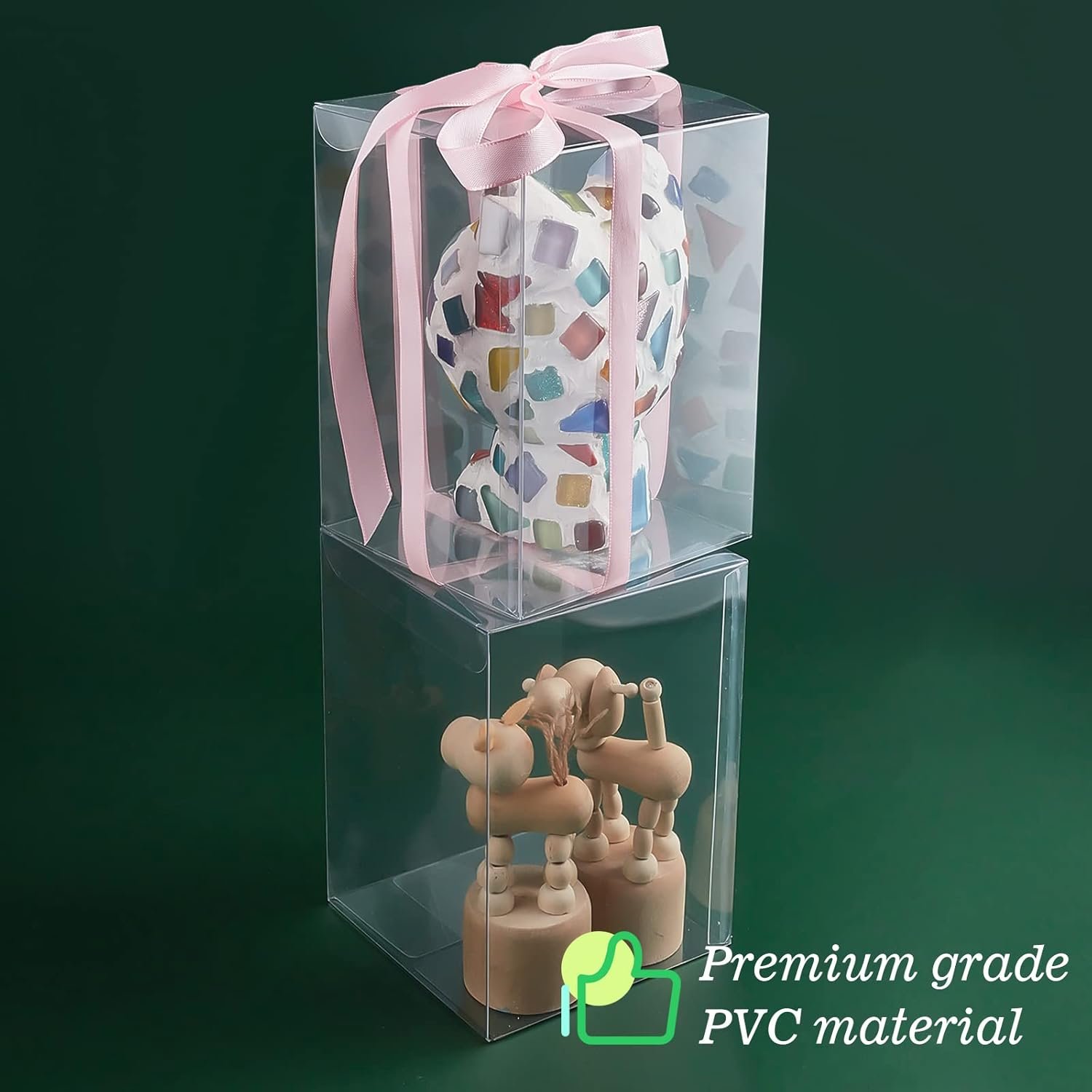Egyedi Logó 15 db átlátszó téglalap alakú PVC favor ajándékdoboz 9,9x9,9x14 cm Saját Márkás esküvői parti cukorka cupcake anyák napja fesztivál csomagolás Gyártó