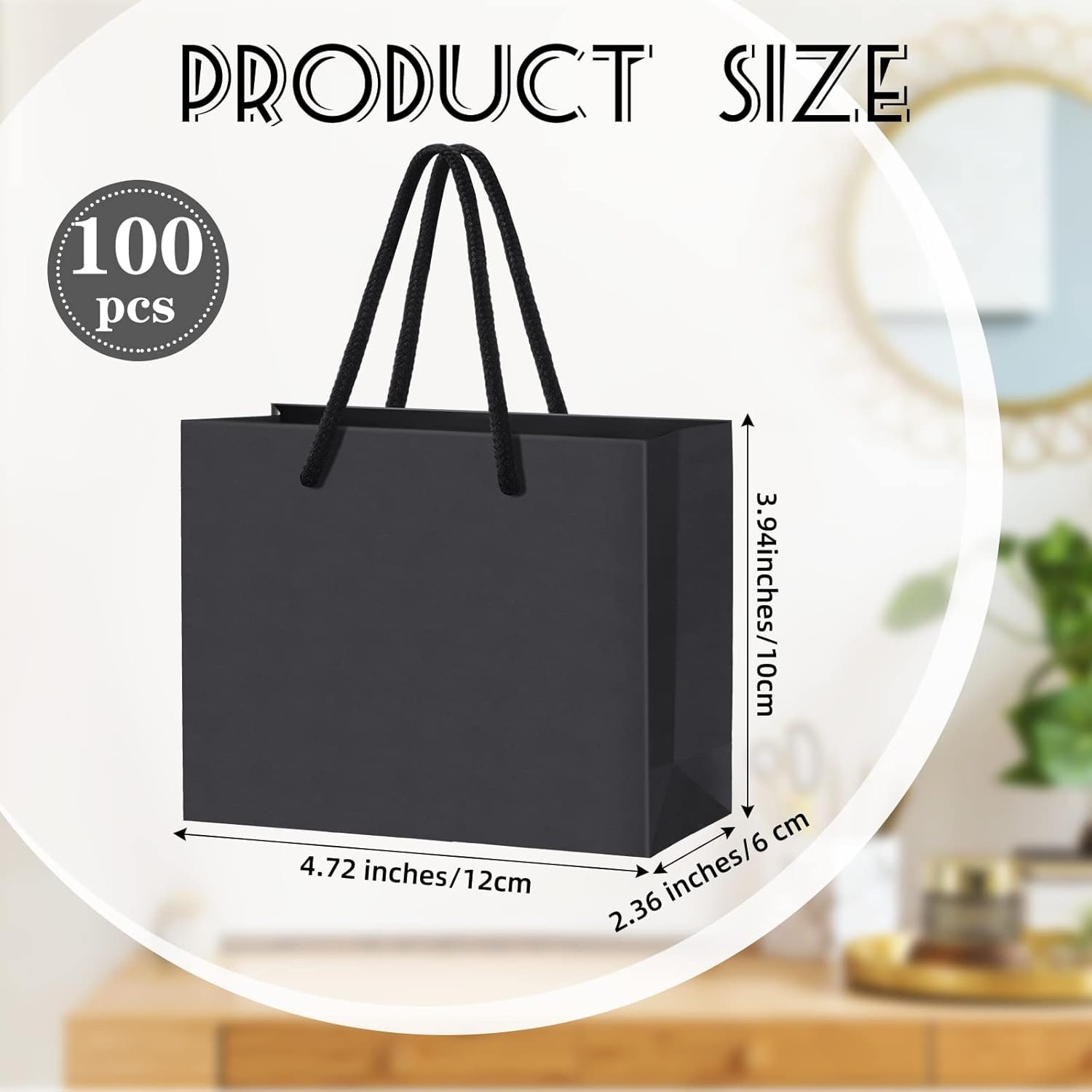 Saját Márkás 100 db Fekete Erősített Mini Fogantyús Papírajándékzsák 10 x 12 x 6 cm Egyedi Logóval Kisvállalkozásoknak Party Esküvői Valentin Gyártótól