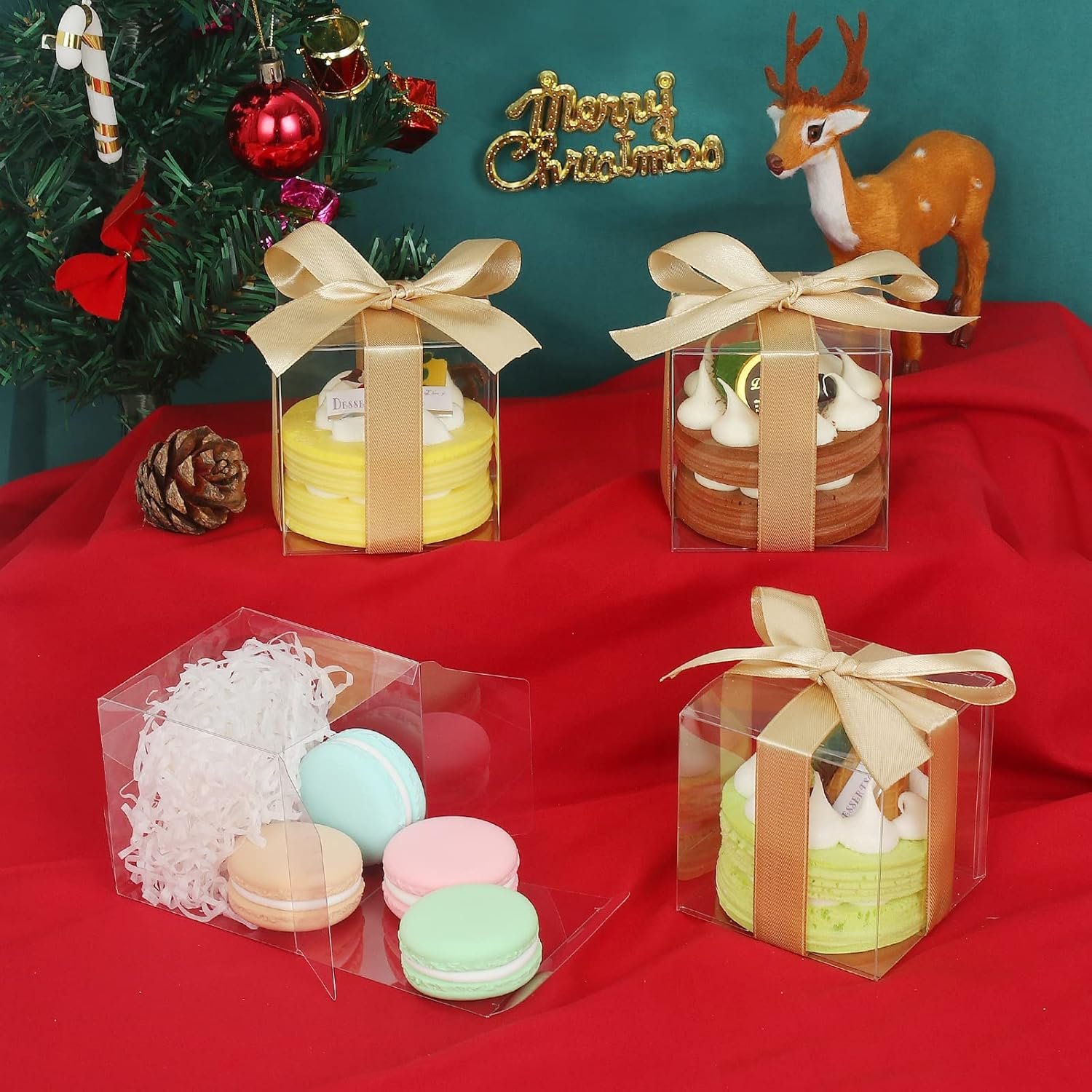 Saját Márkás 35 db Átlátszó PET Ajándékdoboz Egyedi Logóval 10x10x10 cm Fedéllel Műanyag Muffin Doboz Esküvői Baby Shower Favorokhoz Gyártótól
