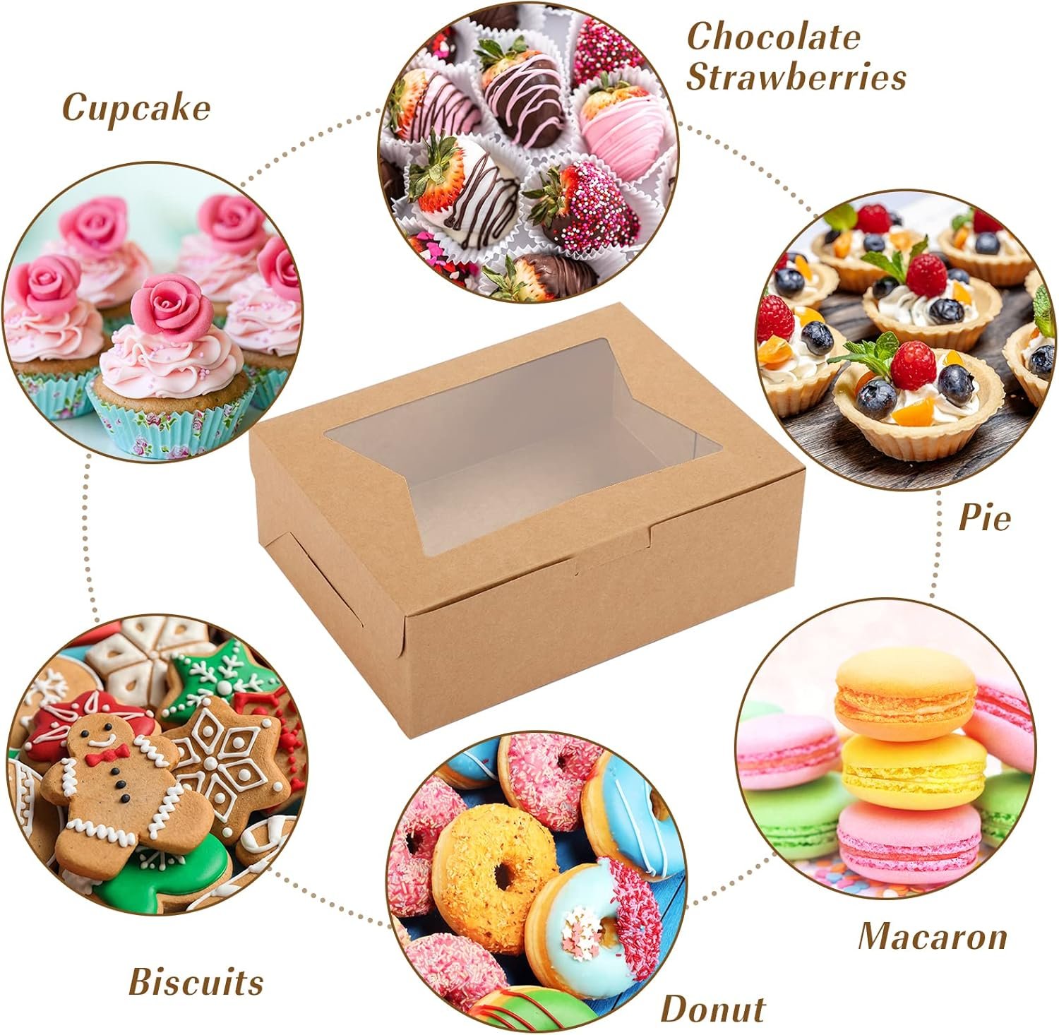 Saját Márkás Ablakos Süteménydoboz Egyedi Logóval 32 db 8x6x2.5 3 Stílus Csokoládé Eper Desszert Fánk Cupcake Muffin Gyártótól
