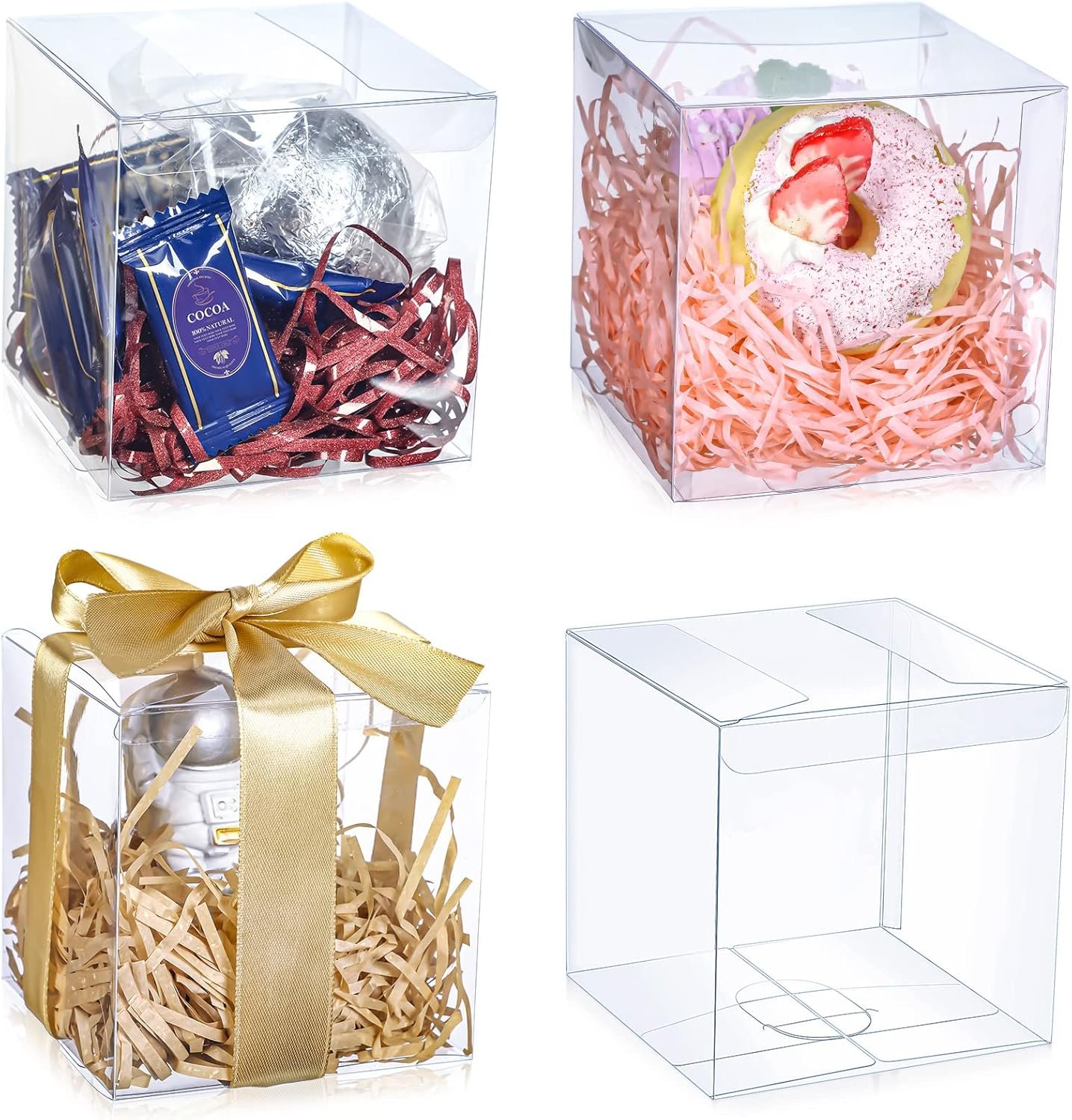 Saját Márkás Átlátszó Műanyag Ajándékdobozok Egyedi Logóval 100 db 10x10x10 cm PVC Cukorka Makaron Cupcake Esküvő Babazuhany Partira Iskolakezdéshez Beszállító