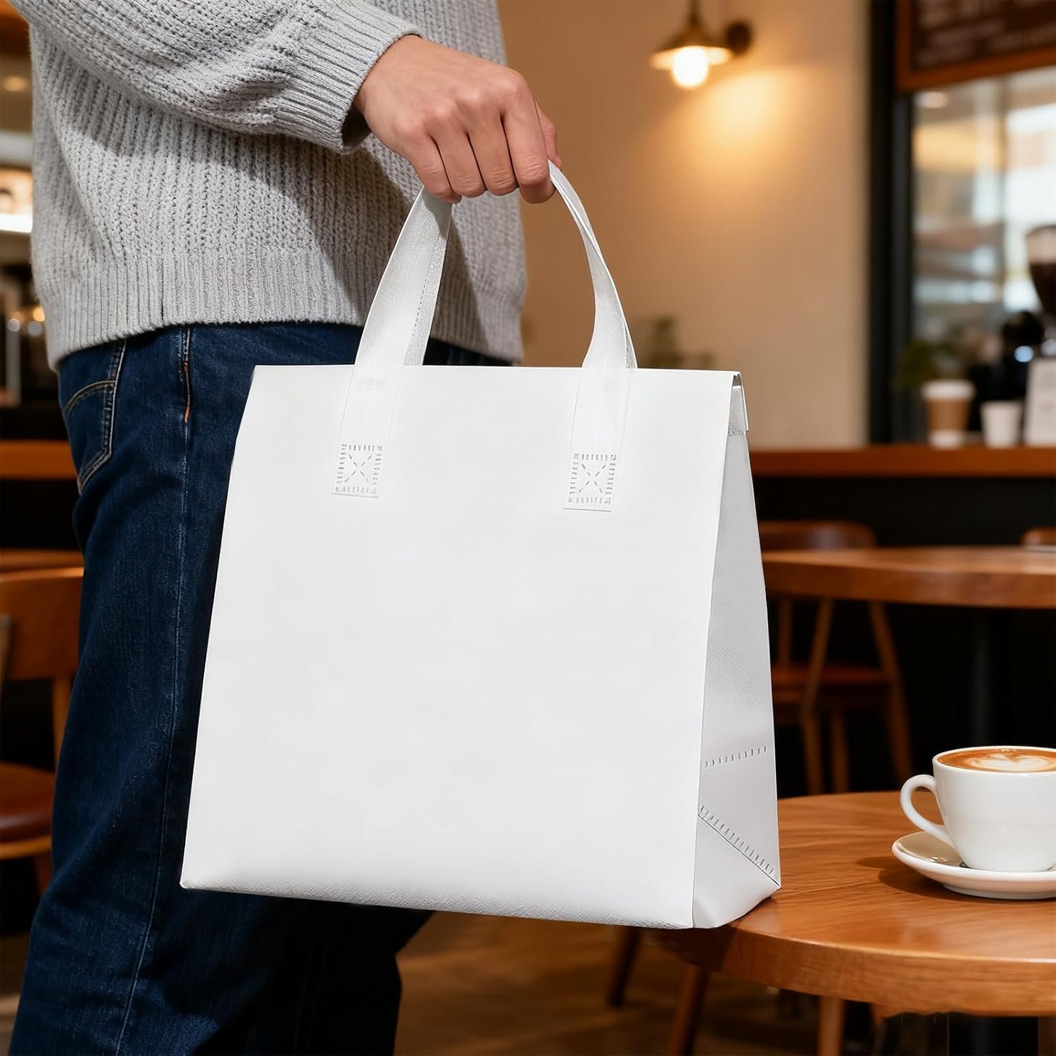 Egyedi Logós 120 Db Hőszigetelő Elviteli Táskák Nagyker Saját Márkás Meleg/Hideg Ételek Kávé Tejtea BBQ Esküvő Catering Piknik Ajándék Beszállító