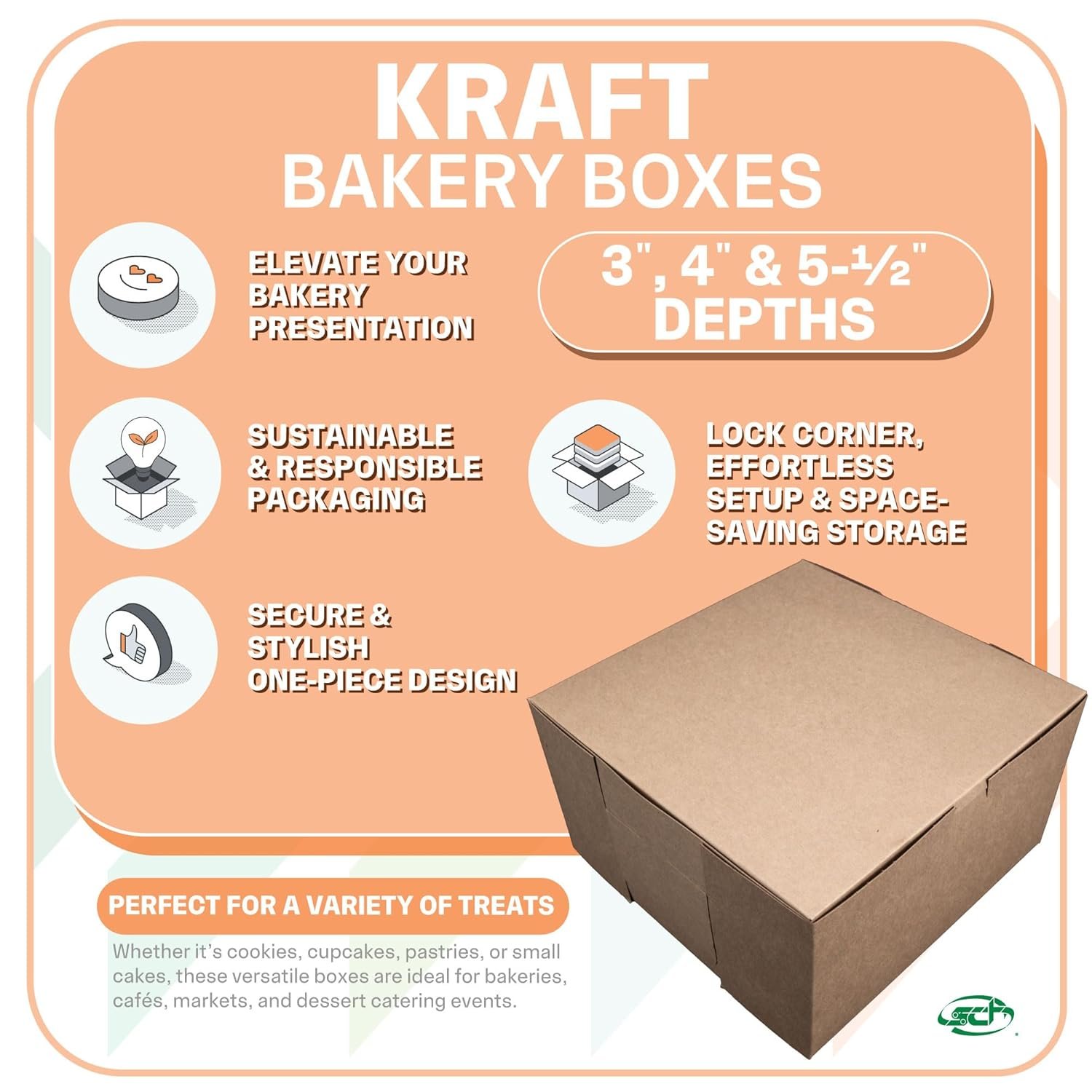 Saját Márkás Egyrészes Ablak Nélküli Kraft Pékségi Dobozok 10 x 10 x 4 Egyedi Logóval Barna Papír 100/Csomag Gyártótól