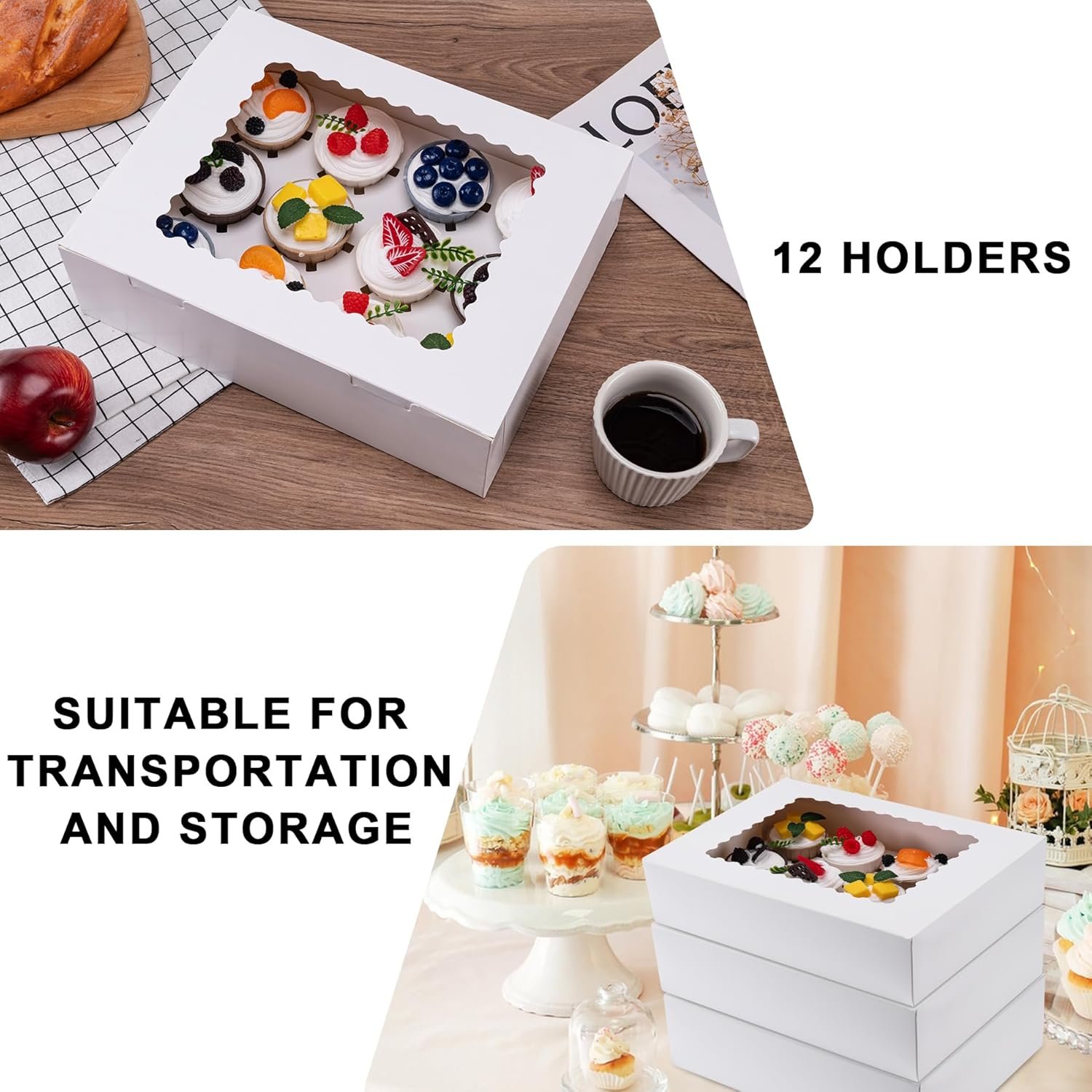 Saját Márkás 6 db Ablakos Cupcake Doboz 12 Cupcakes Befogadására Ételbiztos Tartó Egyedi Logóval Könnyű Szállításra Gyártótól Saját Márkás 6 db Ablakos Cupcake Doboz 12 Cupcakes Befogadására Ételbiztos Tartó Egyedi Logóval Könnyű Szállításra Gyártótól