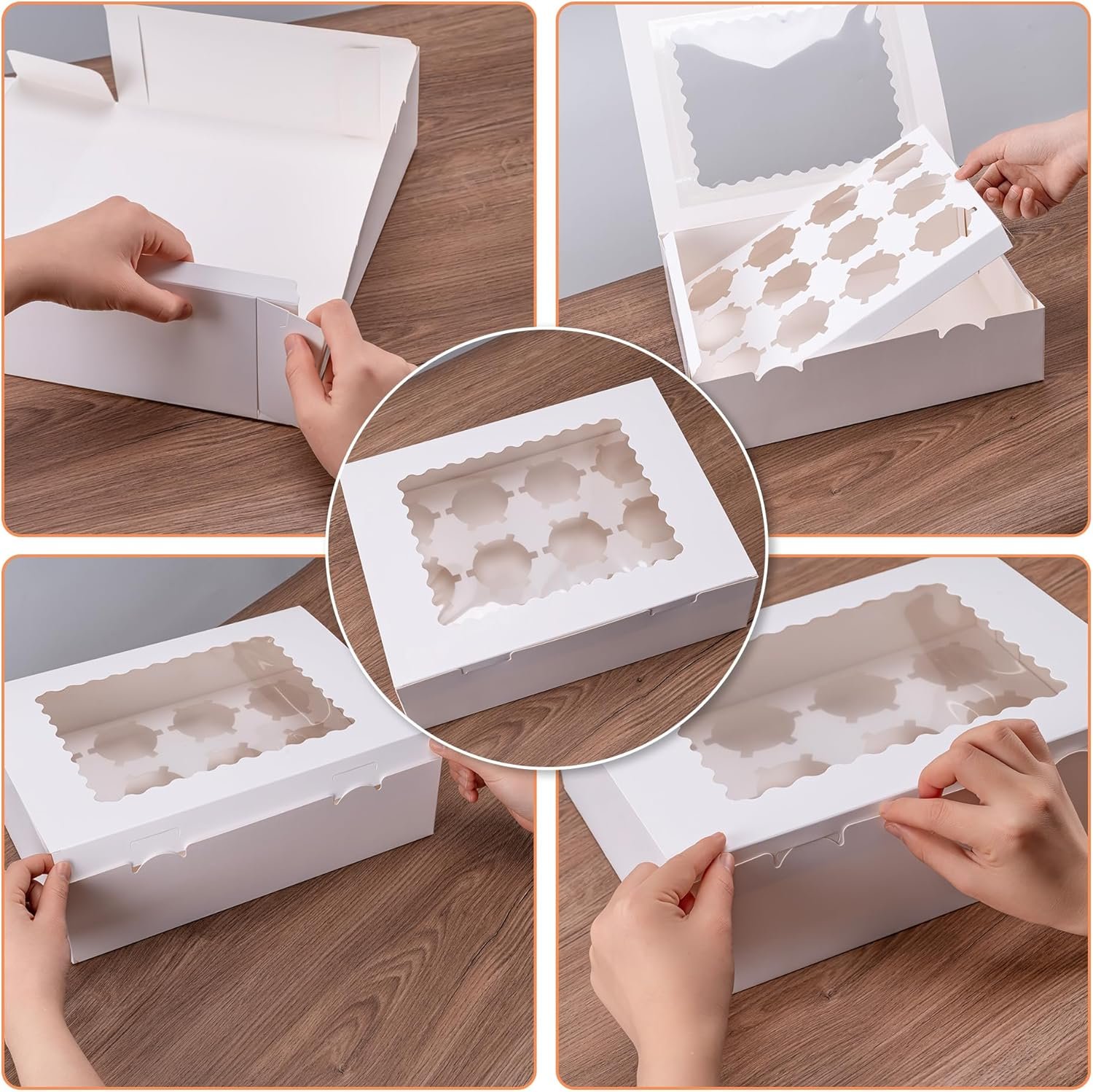 Saját Márkás 6 db Ablakos Cupcake Doboz 12 Cupcakes Befogadására Ételbiztos Tartó Egyedi Logóval Könnyű Szállításra Gyártótól Saját Márkás 6 db Ablakos Cupcake Doboz 12 Cupcakes Befogadására Ételbiztos Tartó Egyedi Logóval Könnyű Szállításra Gyártótól