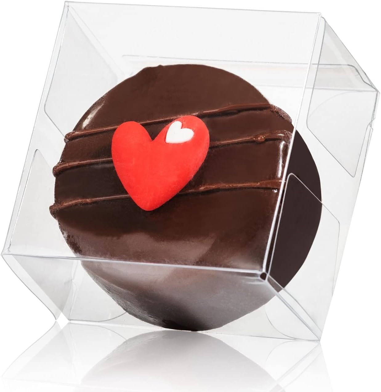 Saját Márkás 50 db Átlátszó Egy Db-os Csokoládé Bevonatú Oreo Keksz Macaron Doboz Egyedi Logóval Esküvői Ajándék Babaváró Partikhoz 2.17"×2.17"×1.38" Inch Édesség Csokoládé Donut Favor Gyártó