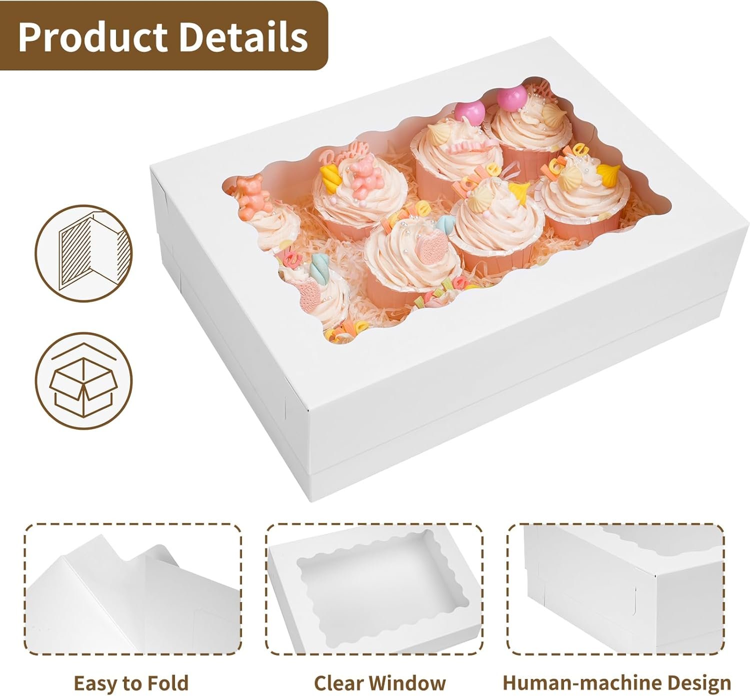 Saját márkás 20 db 14x10x4 hüvelykes fehér ablakos negyedlapos tortadobozok egyedi logóval torta sütemény donut cupcake pite csomagoláshoz gyártótól