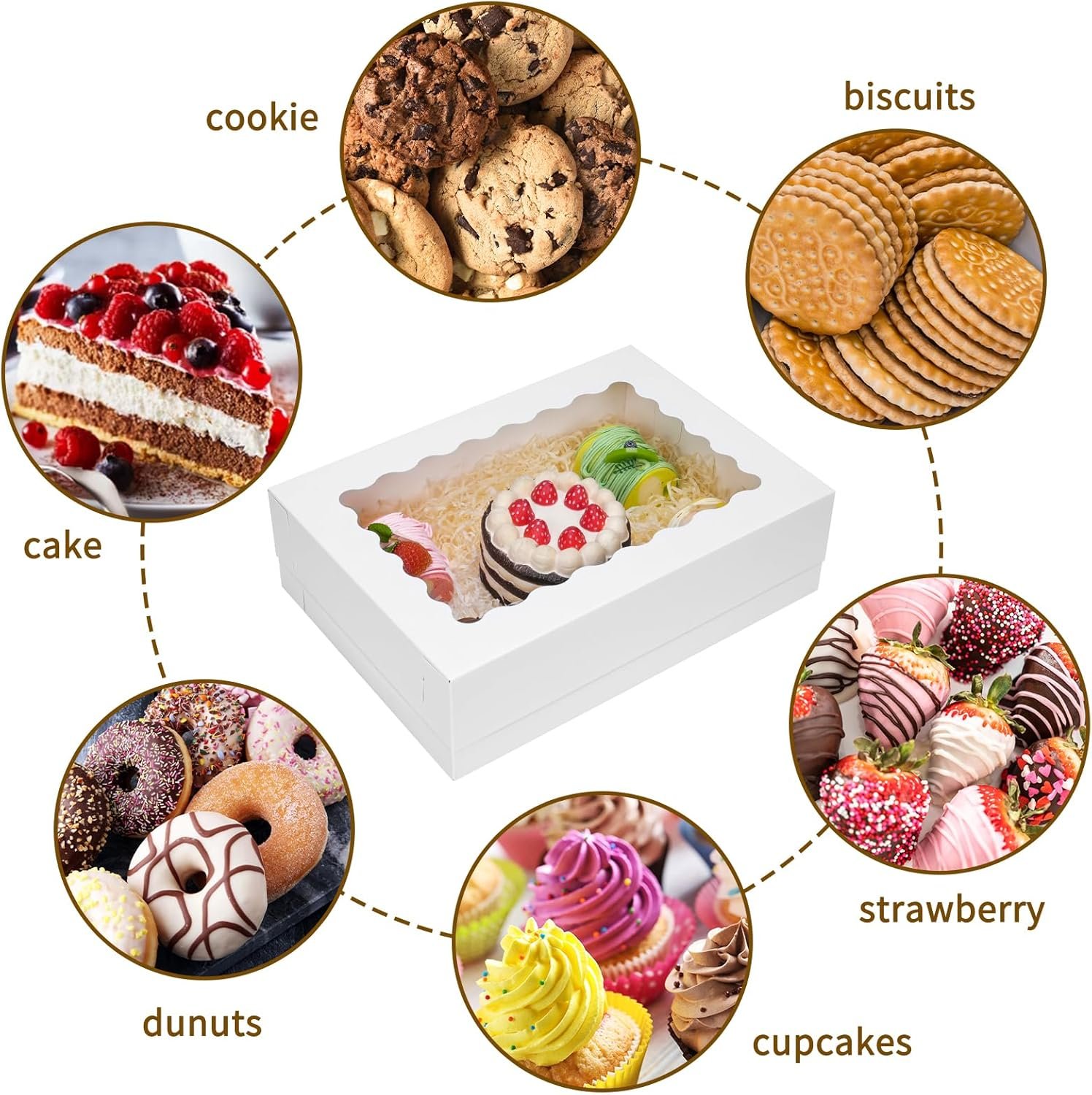 Saját márkás 20 db 14x10x4 hüvelykes fehér ablakos negyedlapos tortadobozok egyedi logóval torta sütemény donut cupcake pite csomagoláshoz gyártótól
