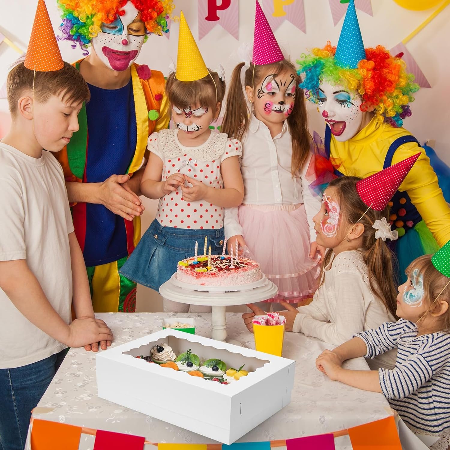 Saját márkás 20 db 14x10x4 hüvelykes fehér ablakos negyedlapos tortadobozok egyedi logóval torta sütemény donut cupcake pite csomagoláshoz gyártótól