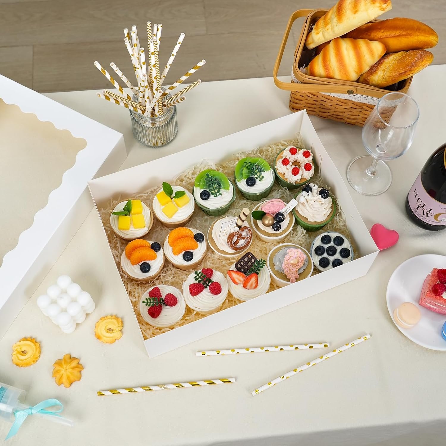 Saját márkás 20 db 14x10x4 hüvelykes fehér ablakos negyedlapos tortadobozok egyedi logóval torta sütemény donut cupcake pite csomagoláshoz gyártótól