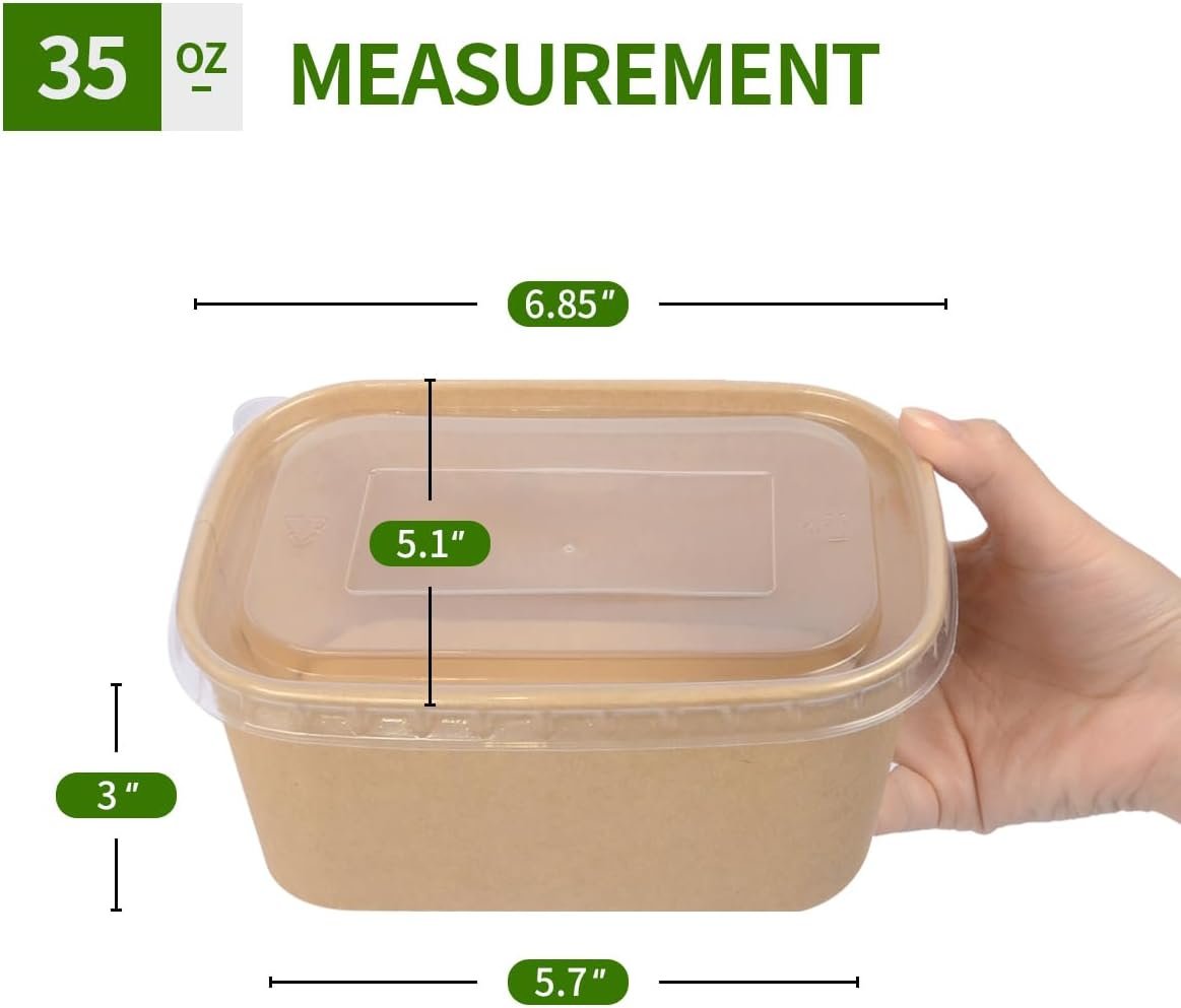 Saját Márkás 50 db 35 oz Papír Ételtároló Tálak Fedéllel Egyedi Logóval Mikrohullámú Fagyasztóálló Egyszer Használatos Étel-előkészítő Elviteles Tárolók Gyártótól Saját Márkás 50 db 35 oz Papír Ételtároló Tálak Fedéllel Egyedi Logóval Mikrohullámú Fagyasztóálló Egyszer Használatos Étel-előkészítő Elviteles Tárolók Gyártótól