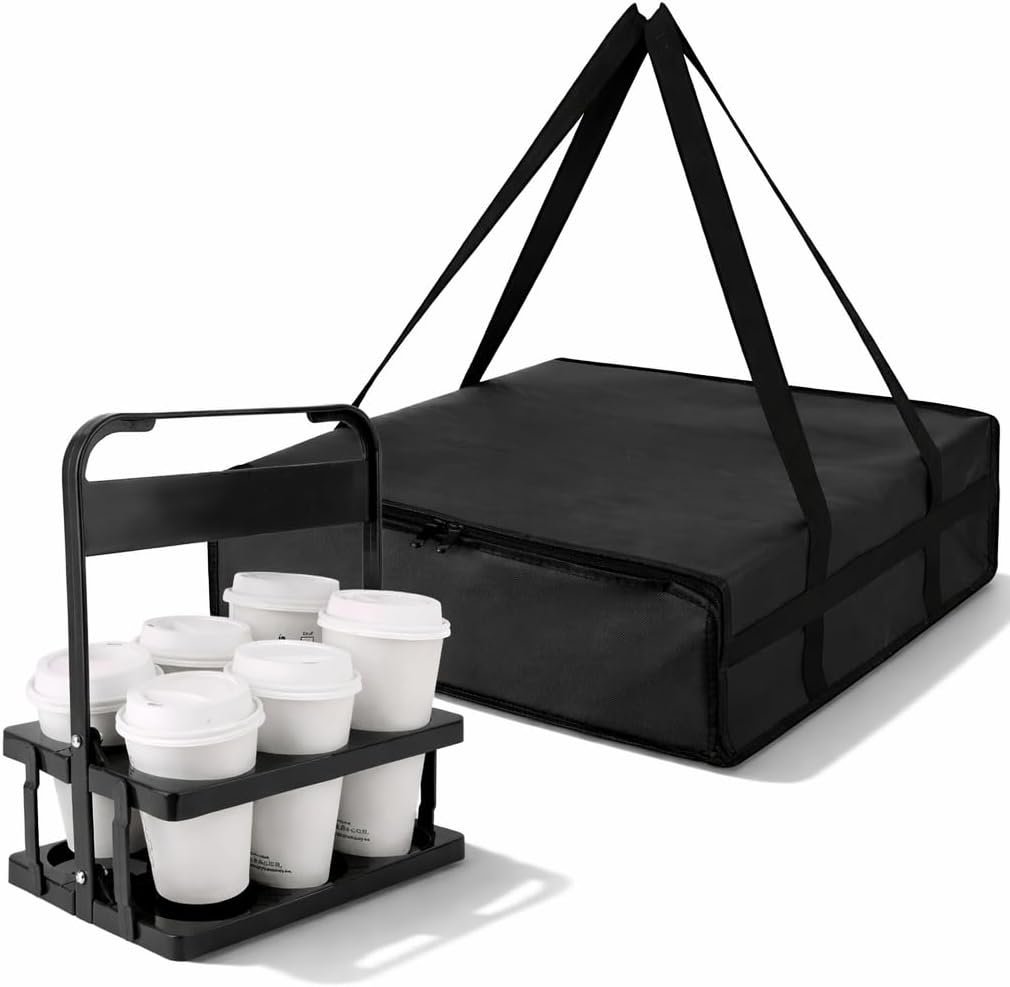 Egyedi logós hőszigetelt pizza szállítási táska műanyag hordozható ital tartóval 20" x 20" x 6" termikus ételhordó meleg és hideg ételekhez saját márkás nagy melegítő táska cateringhez beszállítótól 1 csomag