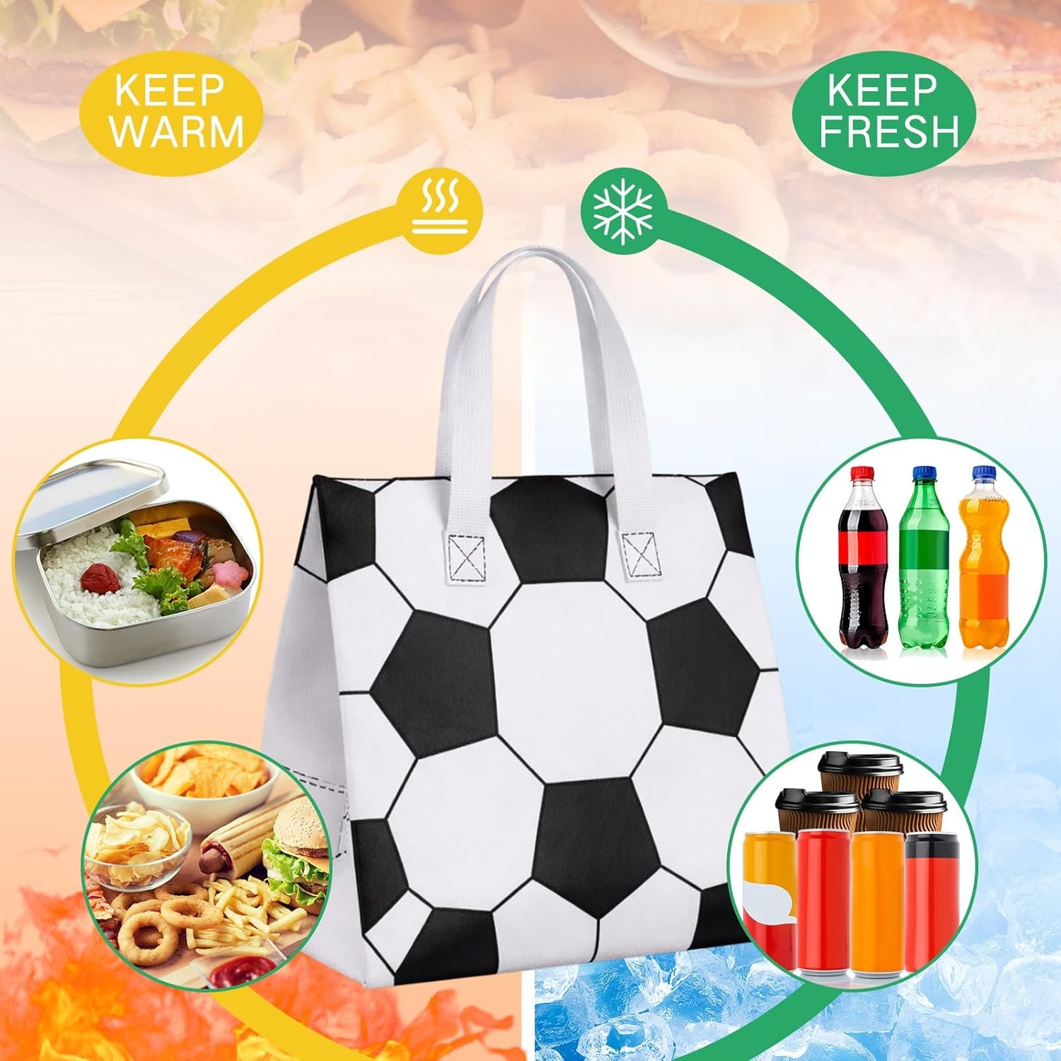 Saját márkás foci hőszigetelt táskák egyedi logóval 50 db ételkihordáshoz pizzához kekszhez meleg hideg ételekhez szigetelt táska senior night sportpartikhoz 9.5 x 9.5 x 6 in gyártótól