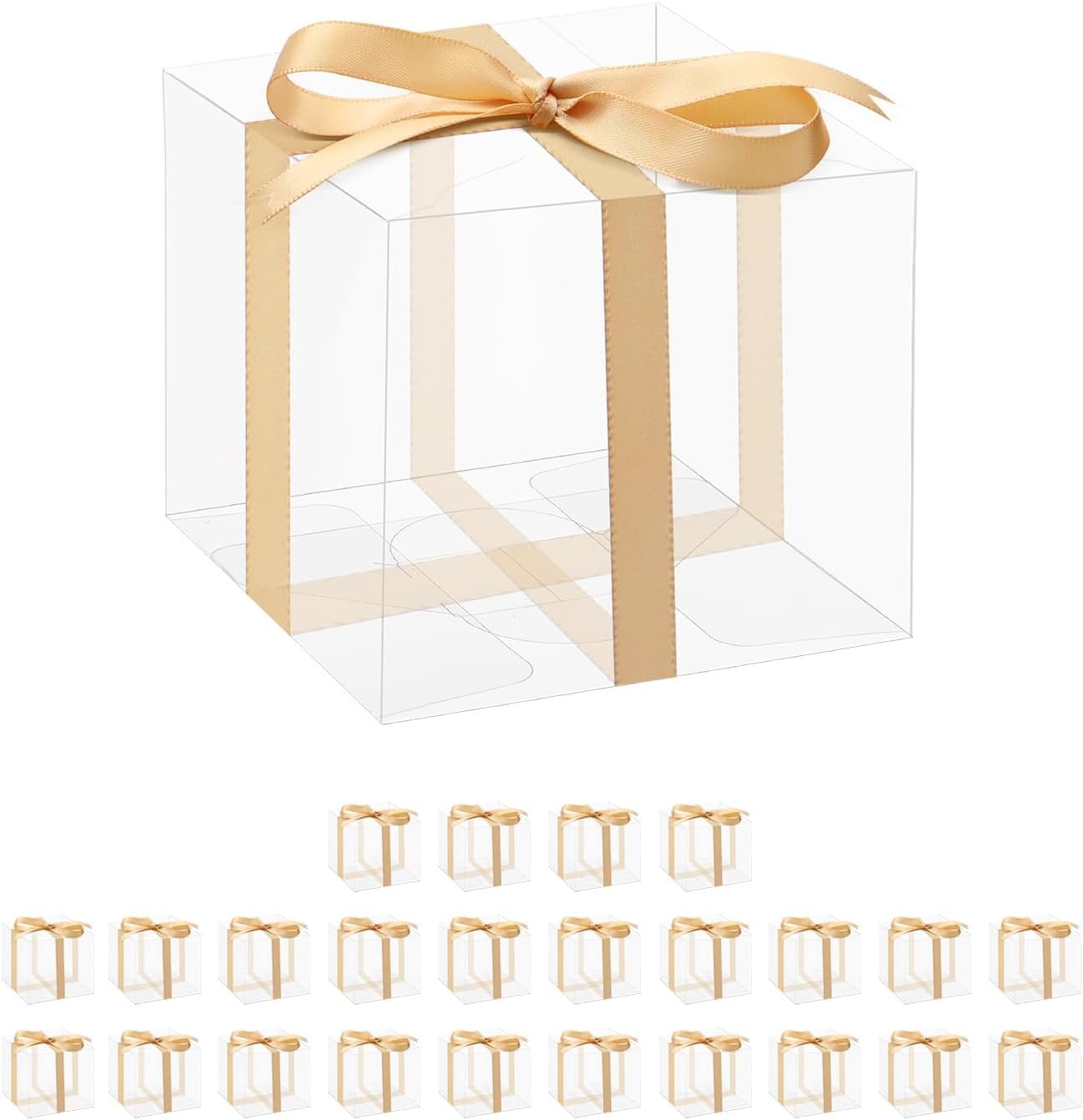 Saját Márkás 25 Db Átlátszó PET Szalagos Ajándékdobozok 3"x3"x3" Egyedi Logóval Csokoládé Cukorka Keksz Muffin Parti Ajándék Csomagoláshoz Gyártótól
