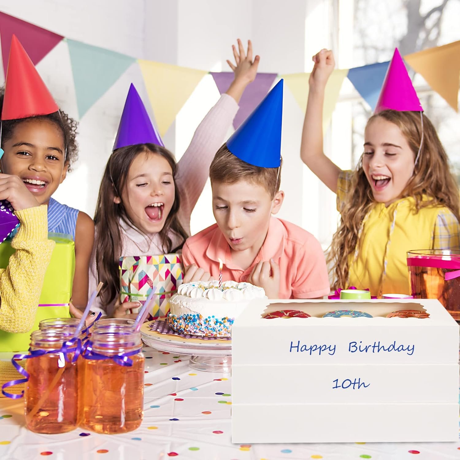 Saját Márkás 15 db 12x8x2.5 hüvelyk ablakos süteménydobozok egyedi logóval gyártótól csokoládéval bevont eperhez tortákhoz pitekhez muffinokhoz fánkokhoz péksüteményekhez