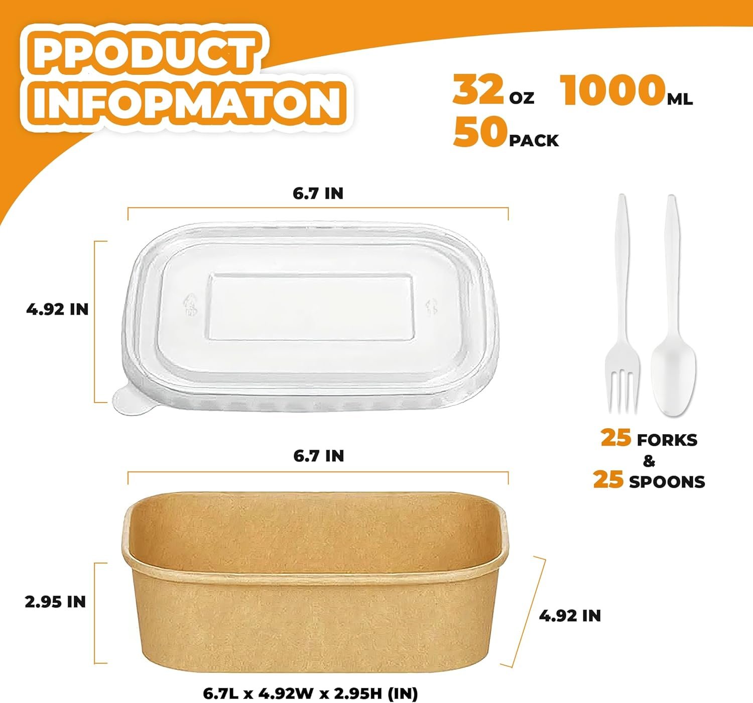 Saját Márkás 50 db-os 32 OZ nagyméretű papír tálak tetővel kanállal és villával egyedi logó strapabíró eldobható étel-előkészítő tárolók partikra nagy kiszerelésű vízálló mikrohullám biztonságos meleg hideg használatra gyártótól Saját Márkás 50 db-os 32 OZ nagyméretű papír tálak tetővel kanállal és villával egyedi logó strapabíró eldobható étel-előkészítő tárolók partikra nagy kiszerelésű vízálló mikrohullám biztonságos meleg hideg használatra gyártótól