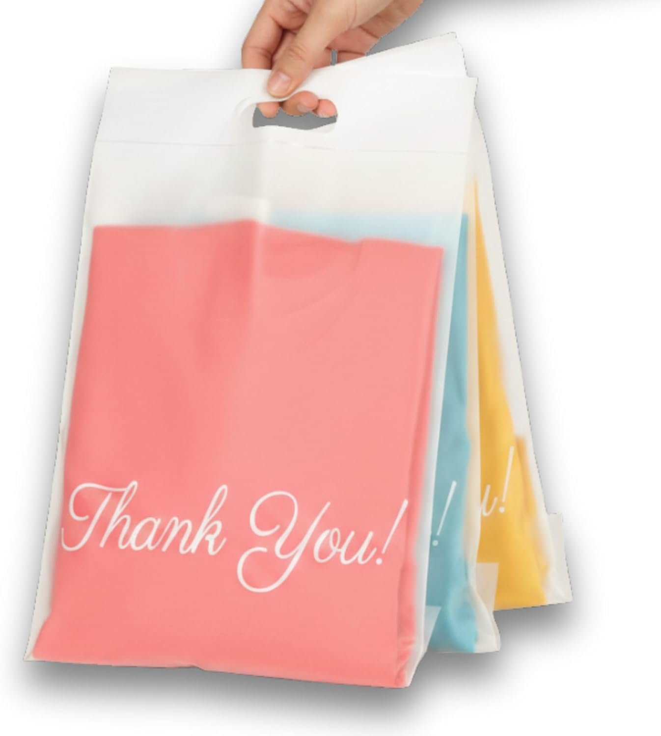 Saját márkás fagyasztott hatású T-shirt tasakok 10x13, egyedi logóval 100 db fogantyús ruházati szállítási poli mailerek kisvállalkozásoknak gyártótól
