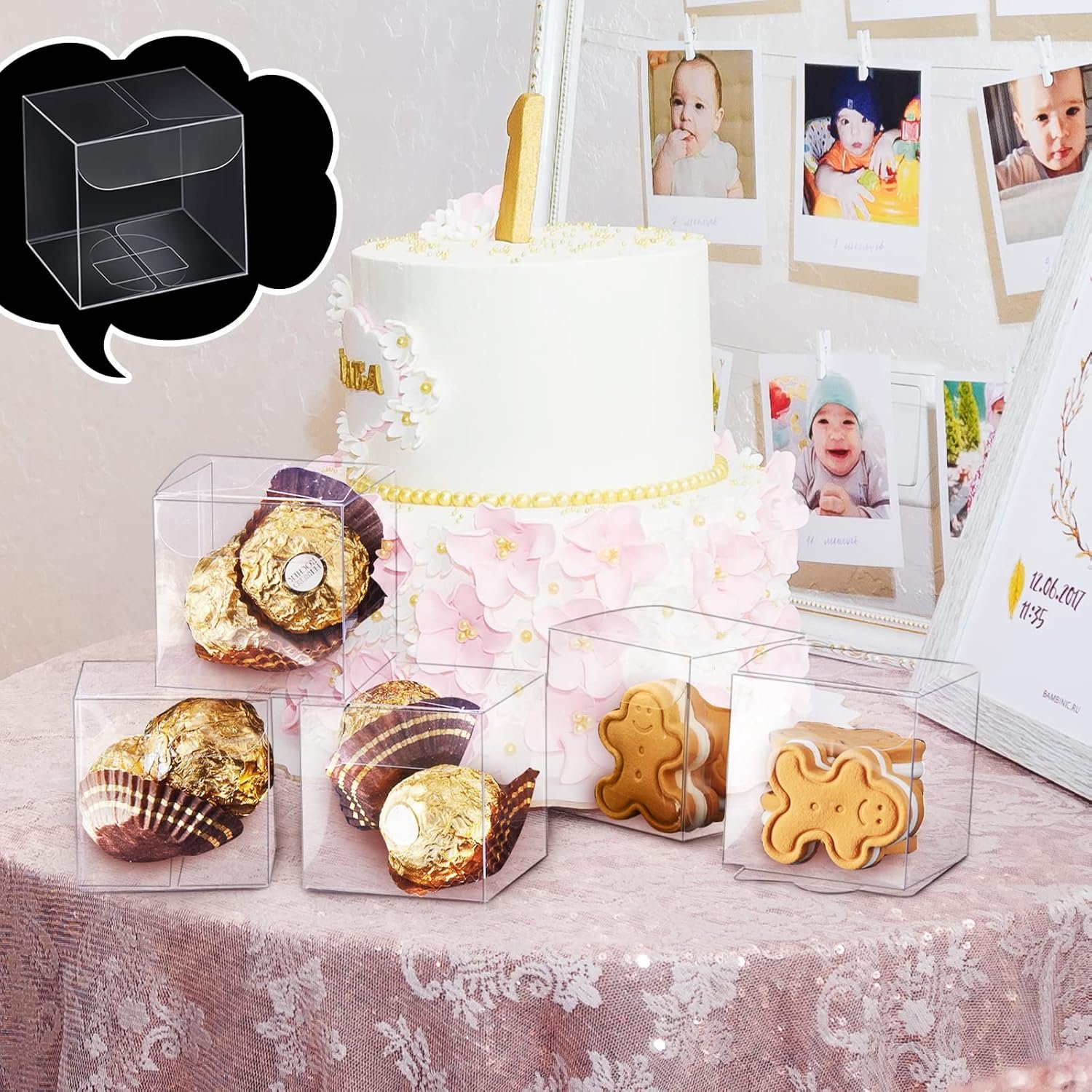 Saját Márkás 200 db 2 x 2 x 2 hüvelykes átlátszó műanyag kocka favor dobozok egyedi logóval kis cukorka ajándék csomagolók macaron születésnap esküvő baby shower gyártótól Saját Márkás 200 db 2 x 2 x 2 hüvelykes átlátszó műanyag kocka favor dobozok egyedi logóval kis cukorka ajándék csomagolók macaron születésnap esküvő baby shower gyártótól