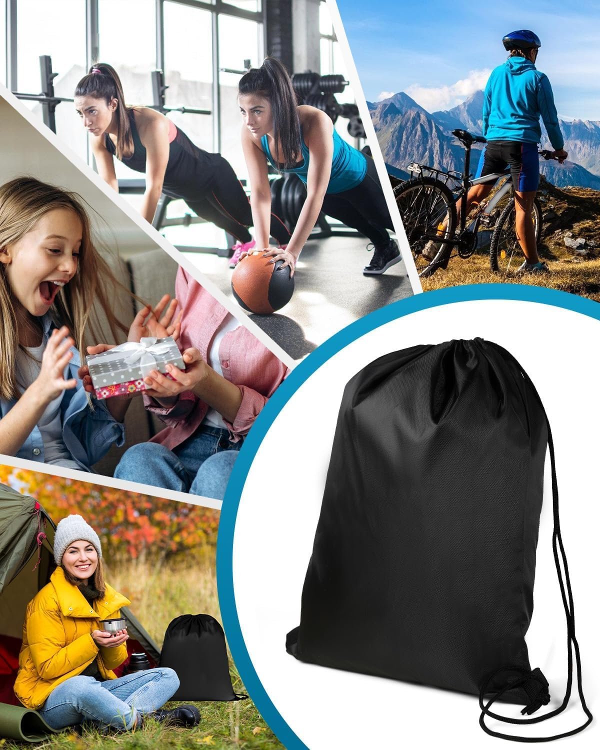 Egyedi Logós 100 db Fekete Vízálló Zsákos Hátizsák 34x42 cm Gyártó Nagytétel Saját Márkás DIY Szabadidő Csapat Család Ajándék
