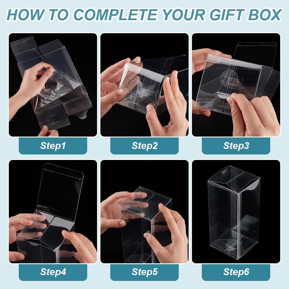 Saját Márkás 15 db Átlátszó PVC Ajándékdoboz Egyedi Logóval 8x8x18 cm Téglalap Alakú Transzparens Műanyag Cukorkadoboz Fóliával Karácsonyra Esküvőre Partira Születésnapra Gyárból