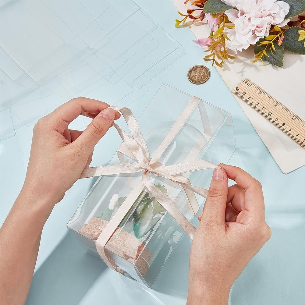 Saját Márkás 15 db Átlátszó PVC Ajándékdoboz Egyedi Logóval 8x8x18 cm Téglalap Alakú Transzparens Műanyag Cukorkadoboz Fóliával Karácsonyra Esküvőre Partira Születésnapra Gyárból