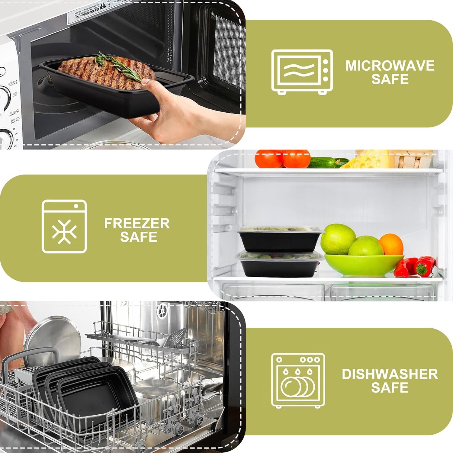 Saját Márkás 38oz Étel Előkészítő Konténerek Egyedi Logóval 50 Db Műanyag Fedeles Elviteles Dobozok BPA-Mentes Mikró/Mosogatógép/Fagyasztó Biztonságos Gyár