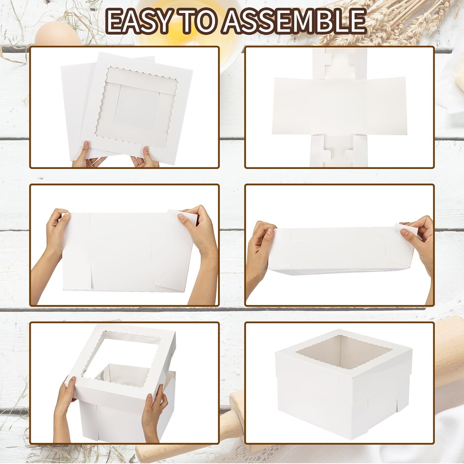 Saját Márkás 15 db 12x12x8 hüvelykes fehér ablakos tortadobozok egyedi logóval magas desszert kartondobozok gyártótól Saját Márkás 15 db 12x12x8 hüvelykes fehér ablakos tortadobozok egyedi logóval magas desszert kartondobozok gyártótól