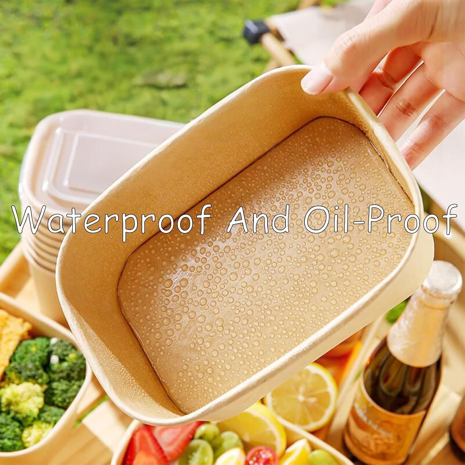 Saját Márkás 50 db 25 OZ Kraft Papír Saláta Tál Fedéllel Egyedi Logóval Zsírálló Téglalap Alakú Leves Tál Ételfelkészítés Nasi Elvitel Mikró Fagyasztó Biztonságos Gyártótól